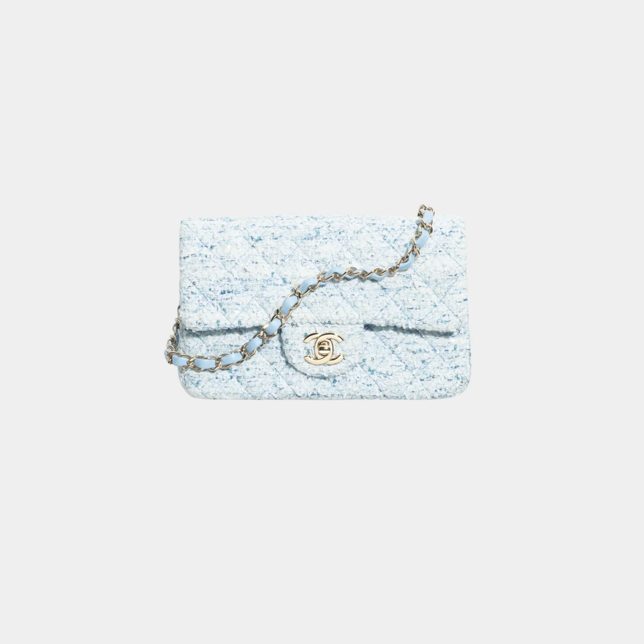 Mini Classic Handbag Tweed & Fabrics With Gold Metal