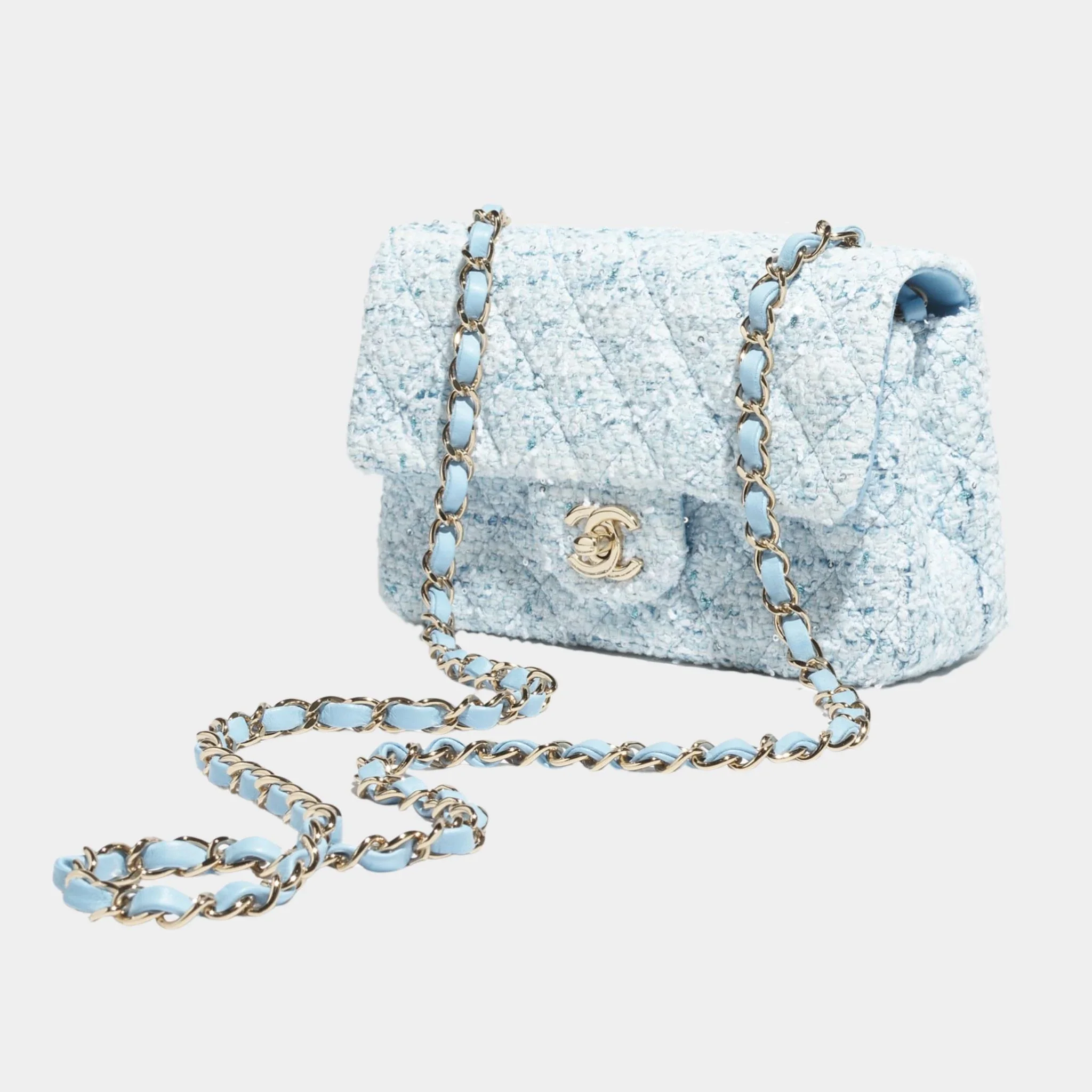 Mini Classic Handbag Tweed & Fabrics With Gold Metal - Image 2