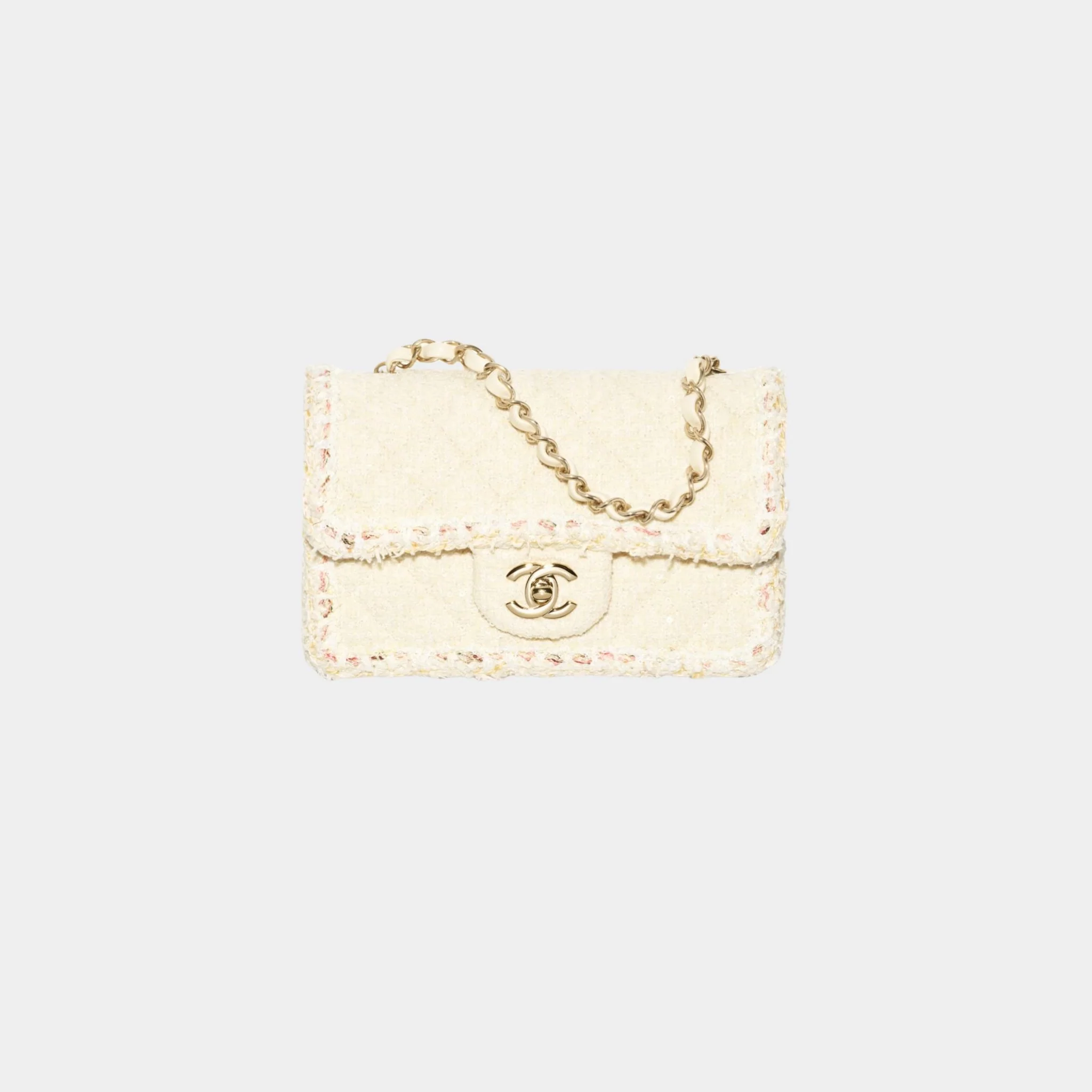 Mini Classic Handbag Tweed & Fabrics With Gold Metal - Image 5
