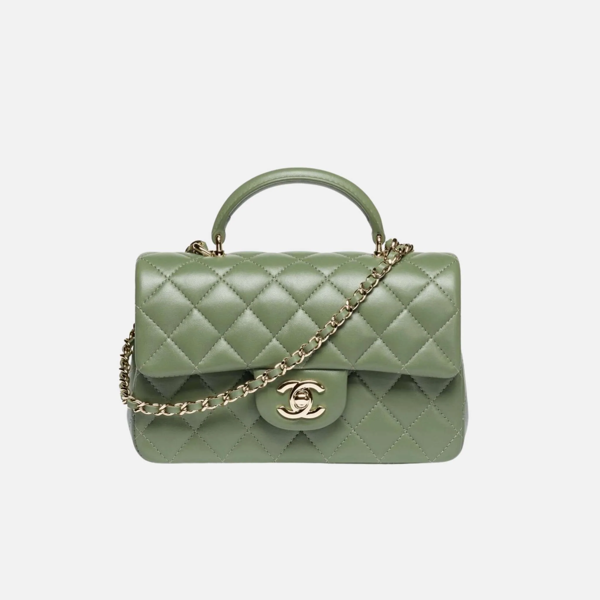 Mini Classic Handbag With Top Handle In Lambskin - Image 2