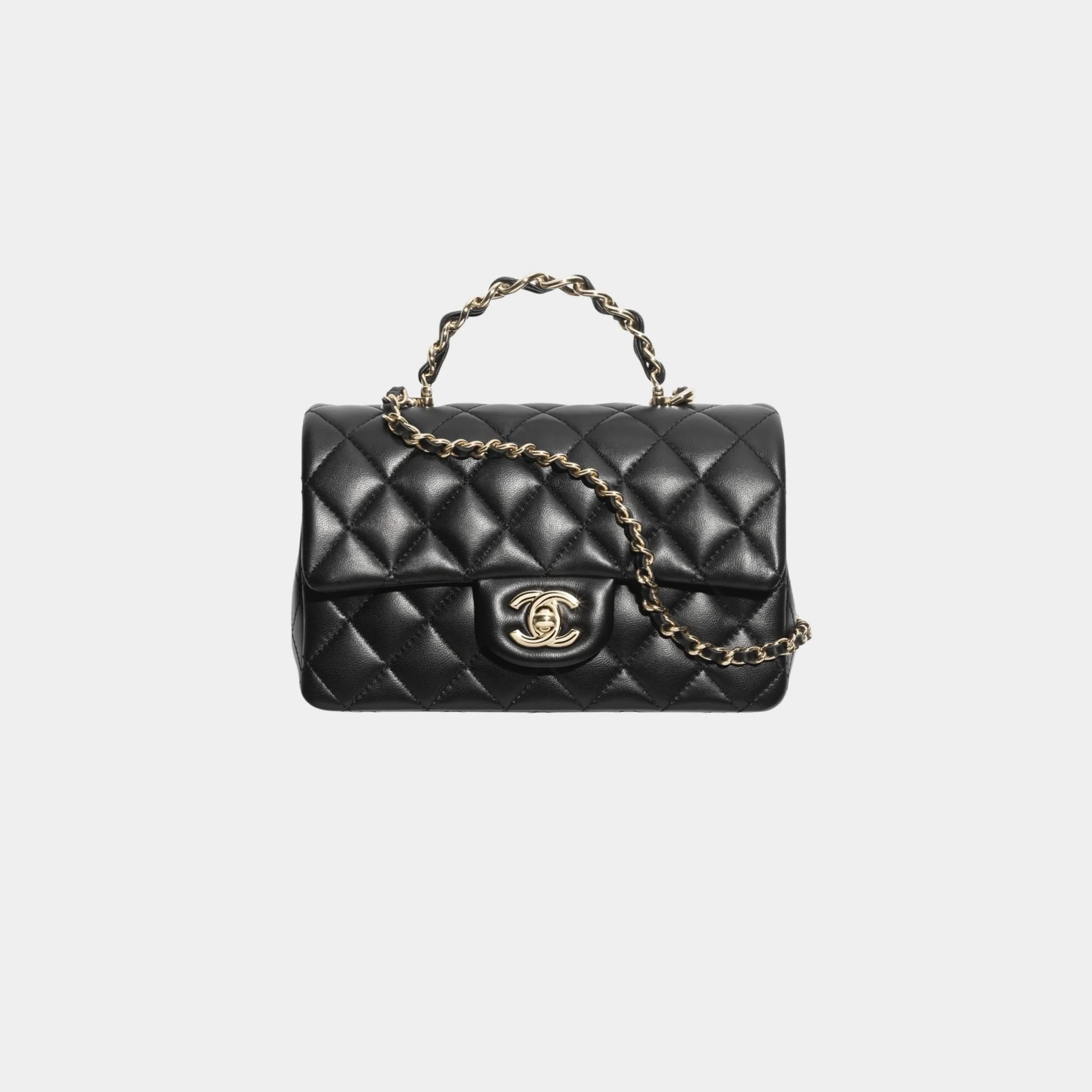 Mini Classic Handbag With Top Handle Lambskin