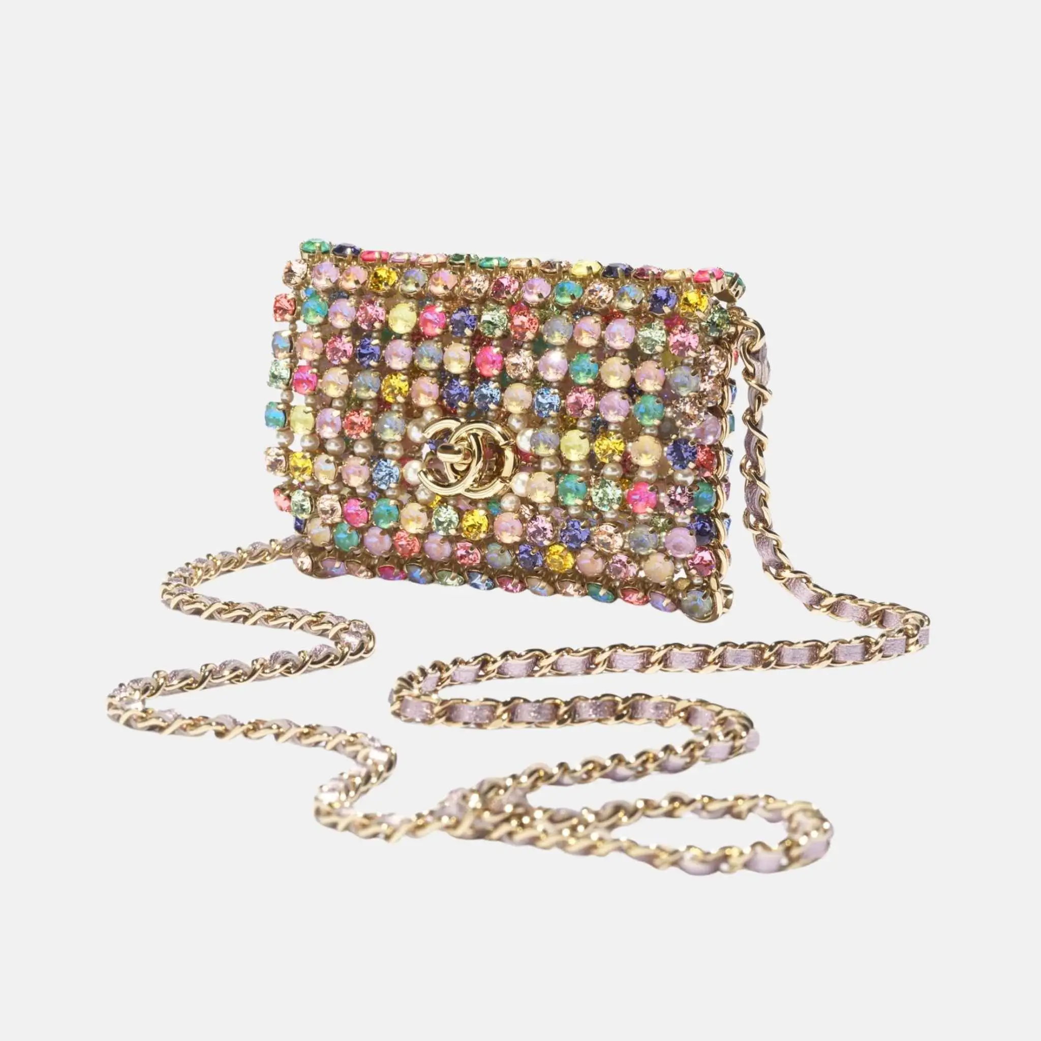 Mini Evening Bag Diamante Pearls Gold Tone Metal in Multicolour - Image 2