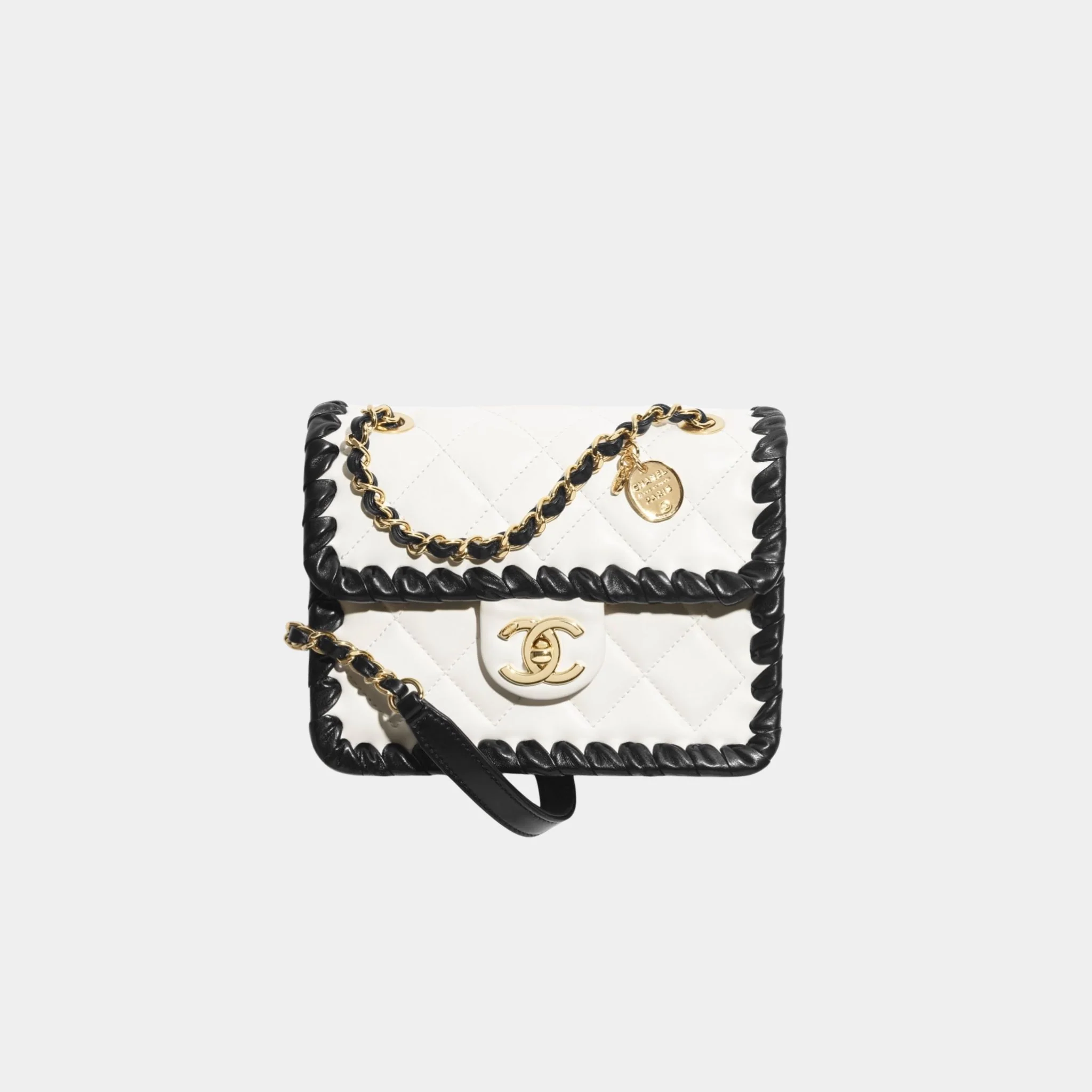 Mini Flap Bag Lambskin Braided Calfskin & Gold Tone Metal - Image 3
