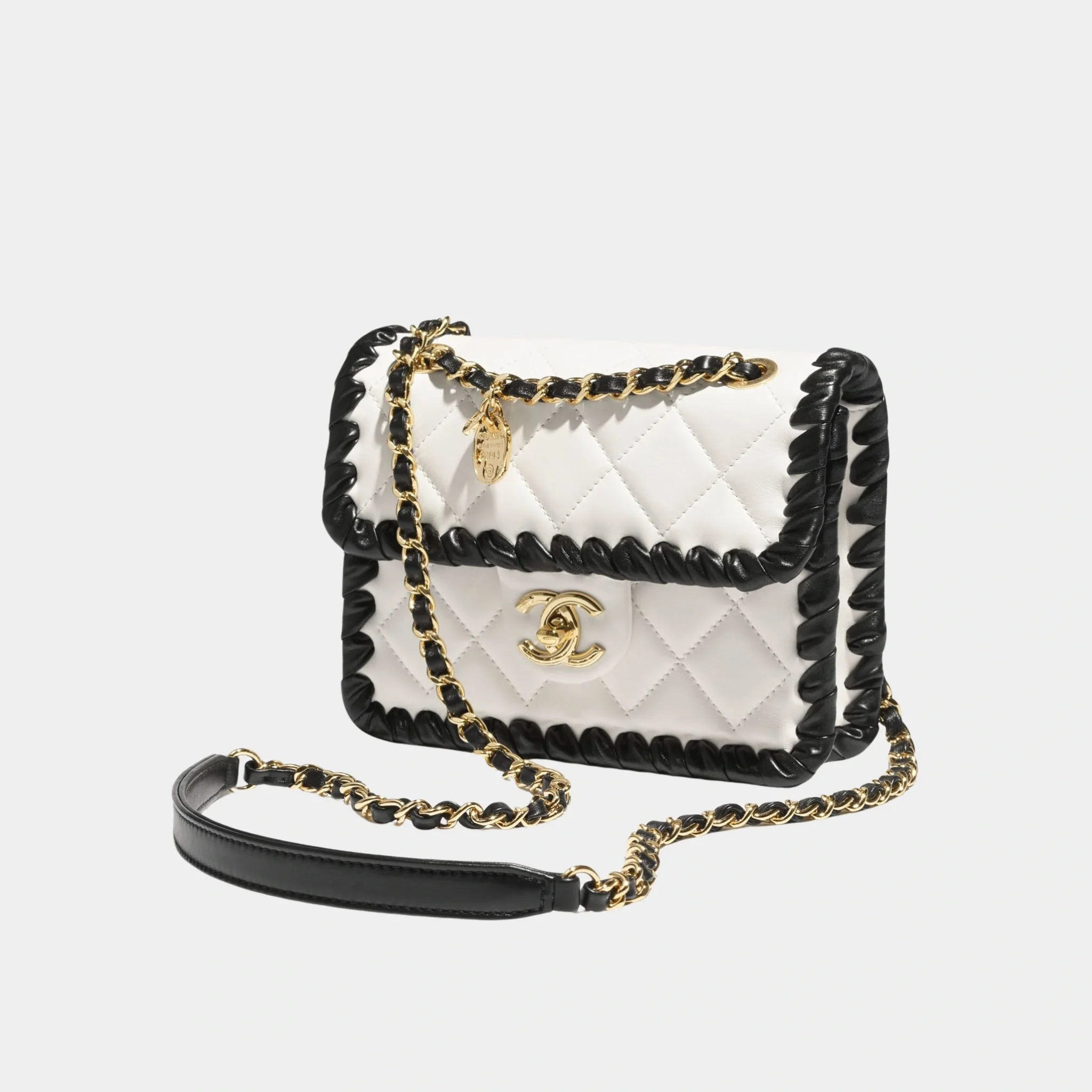 Mini Flap Bag Lambskin Braided Calfskin & Gold Tone Metal - Image 5