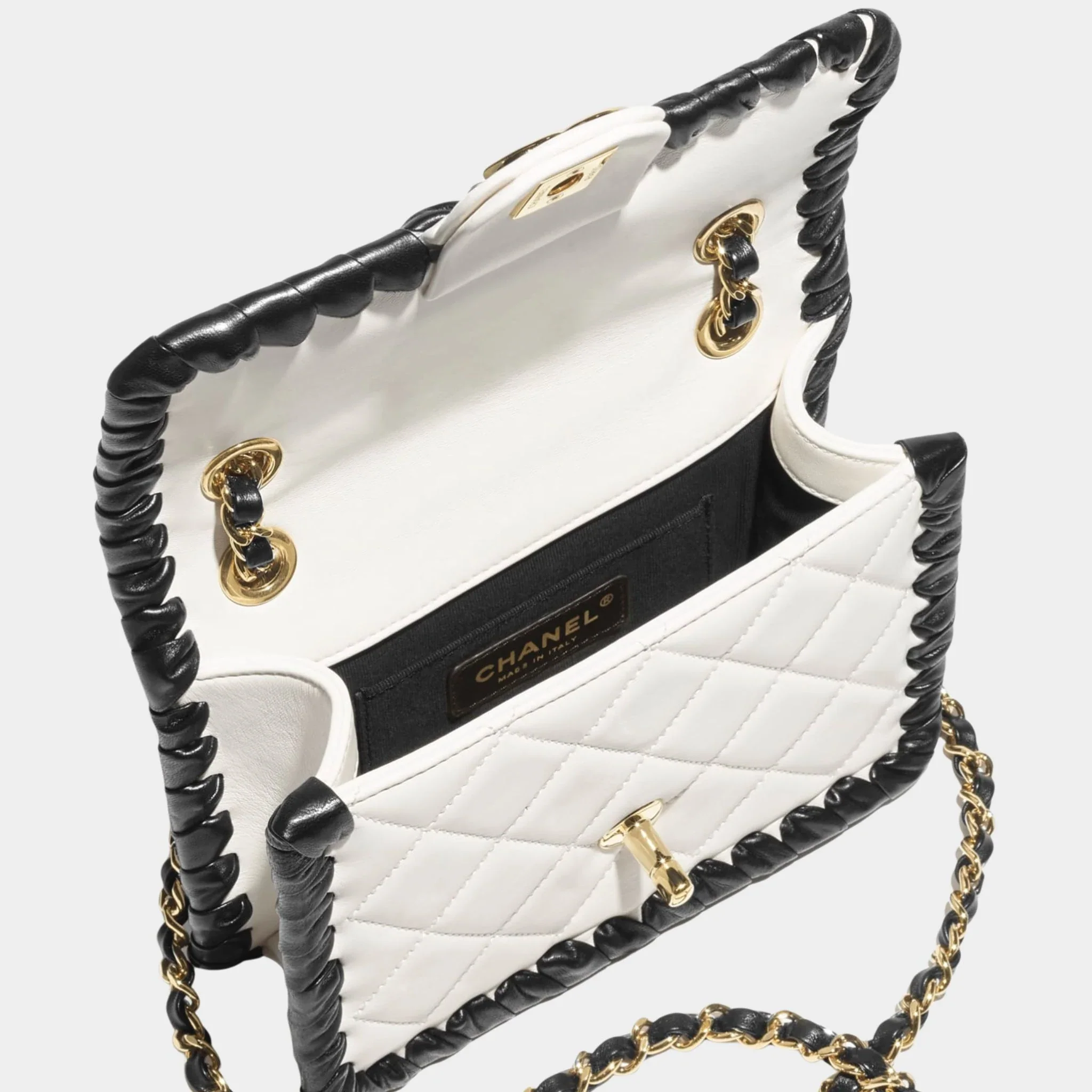 Mini Flap Bag Lambskin Braided Calfskin & Gold Tone Metal - Image 6