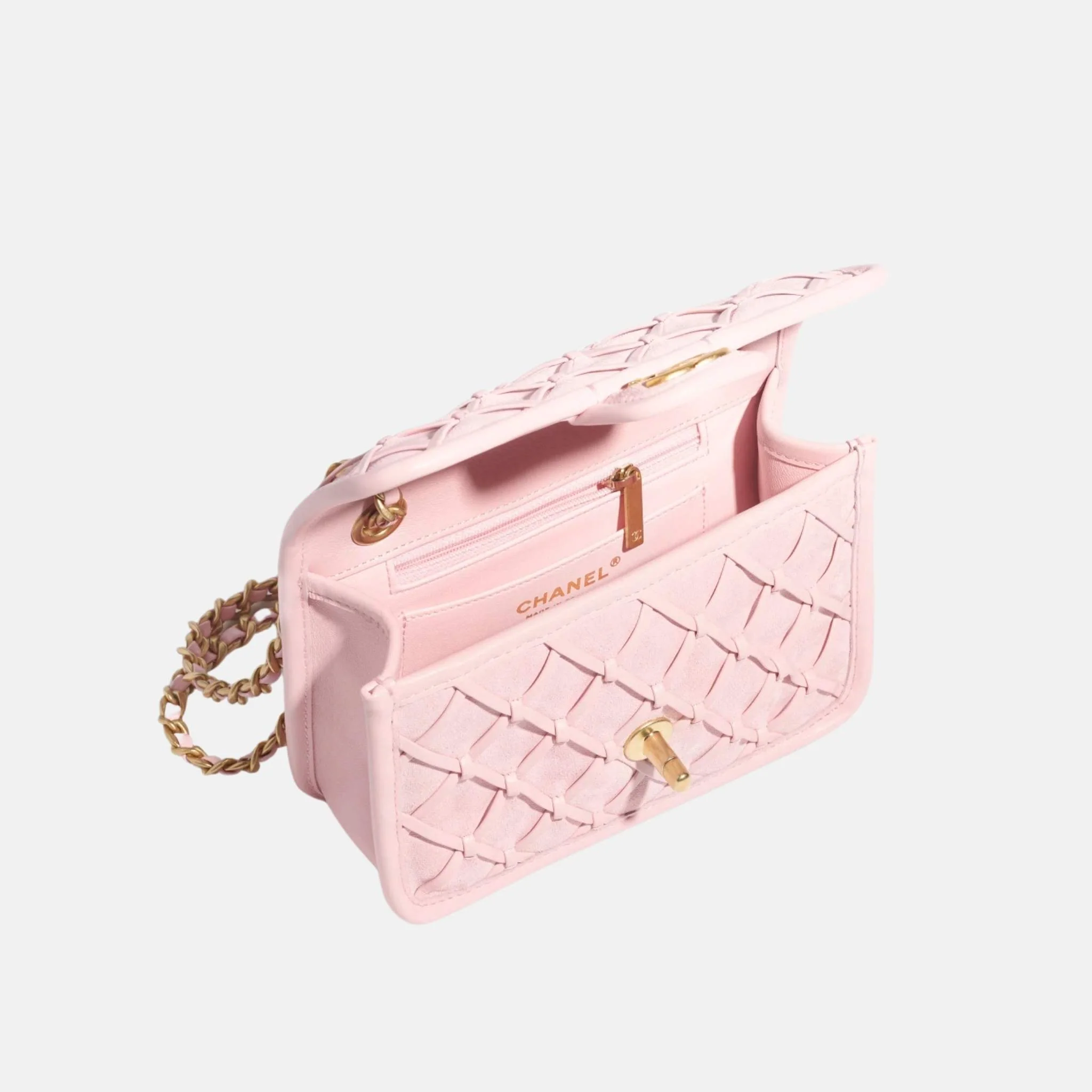 Mini Flap Bag In Suede And Braided Calfskin - Image 2