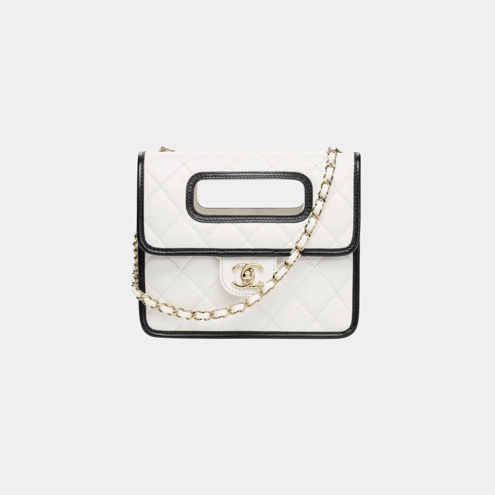 Mini Flap Bag With Top Handle Shiny Lambskin & Gold Tone Metal