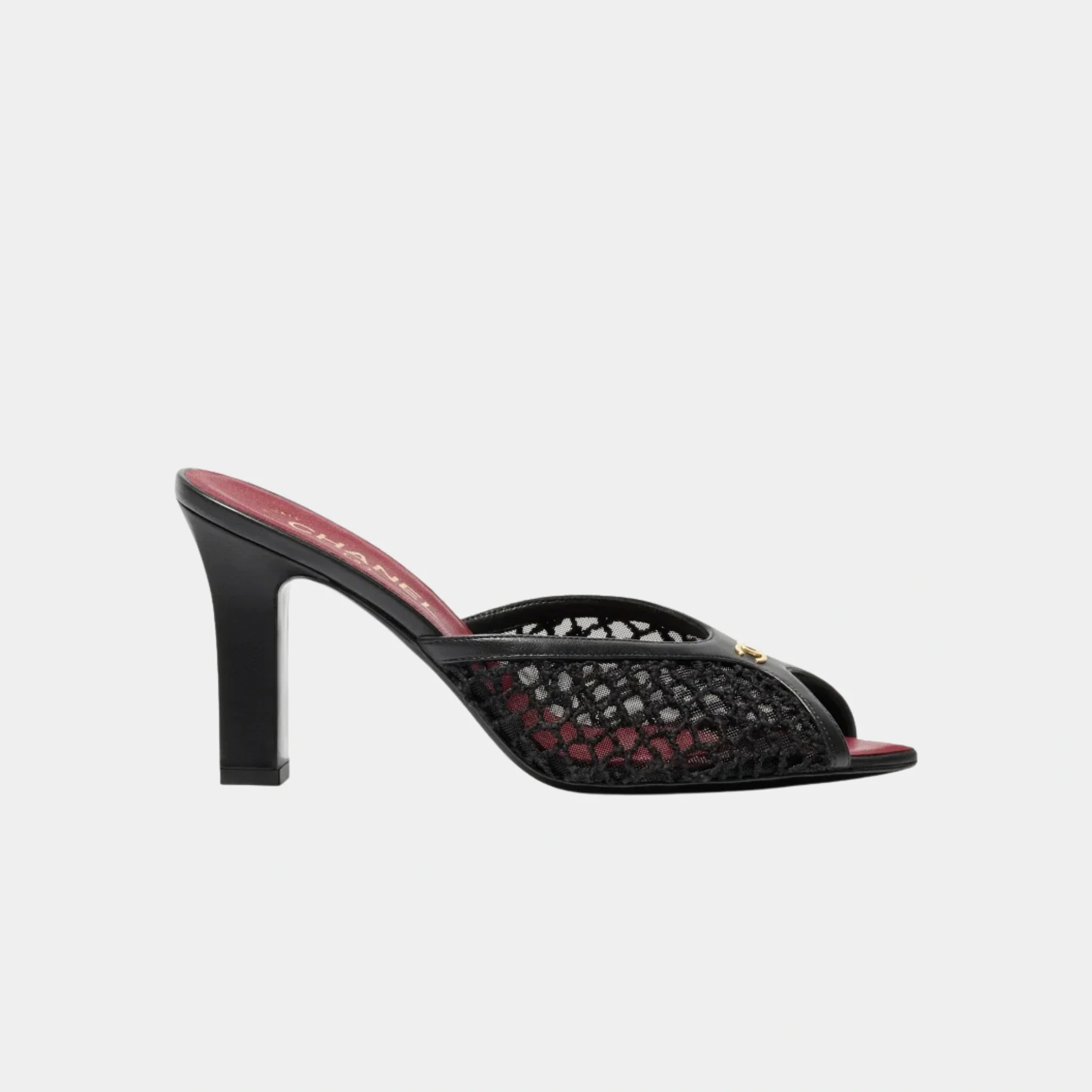 Mules in Black Mixed Fibers Cotton & Lambskin