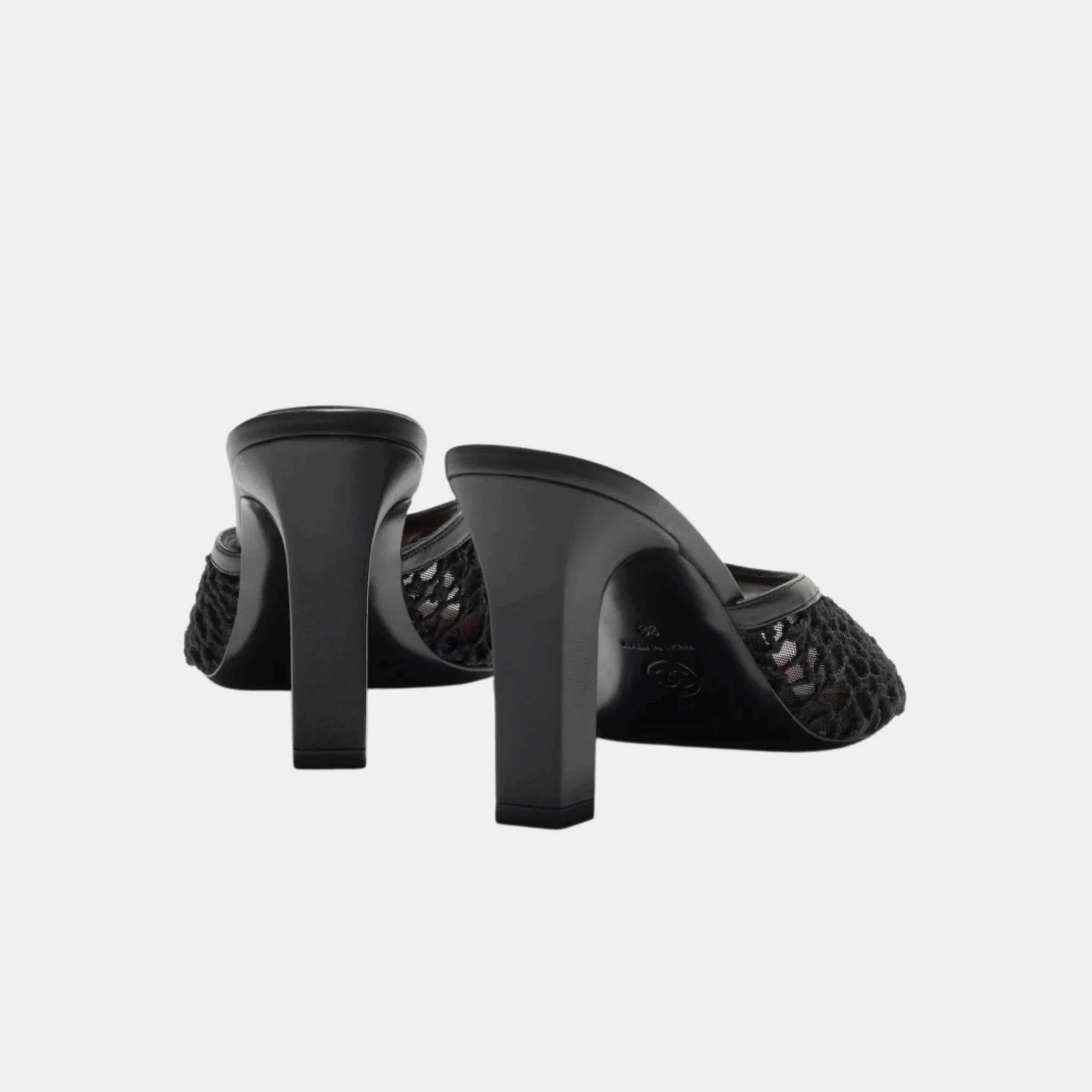 Mules in Black Mixed Fibers Cotton & Lambskin - Image 2