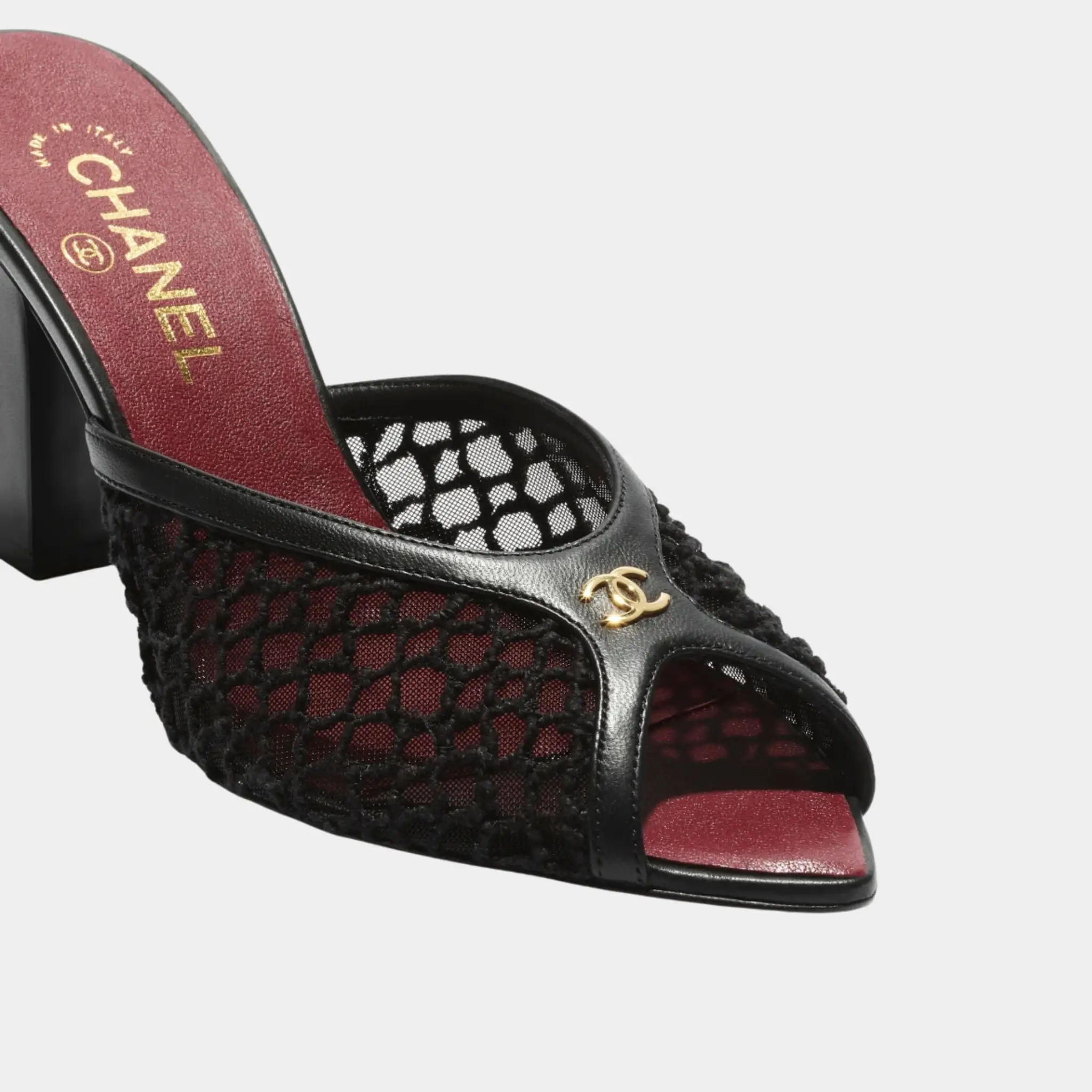Mules in Black Mixed Fibers Cotton & Lambskin - Image 3