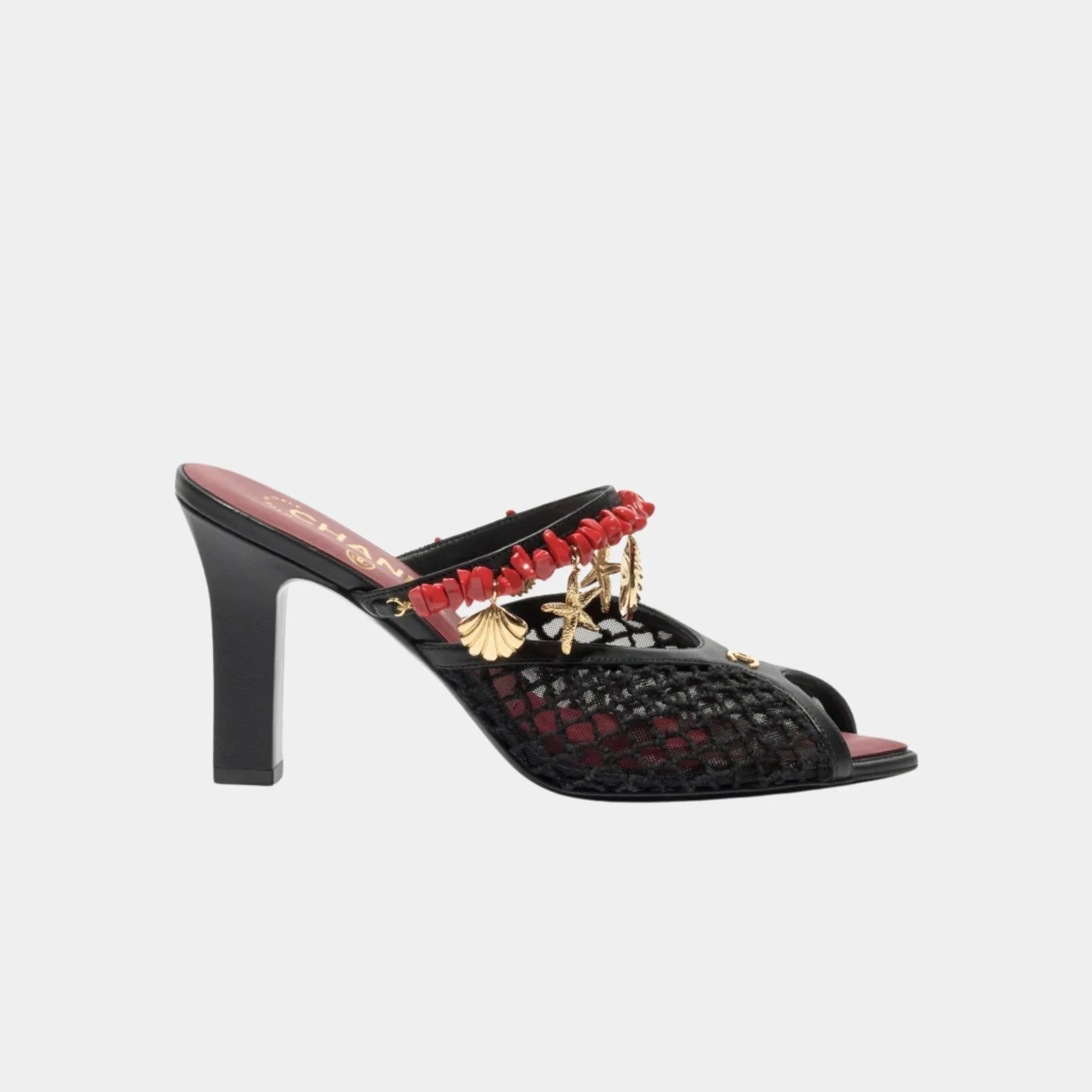 Mules in Mesh Cotton Lambskin Resin & Metal
