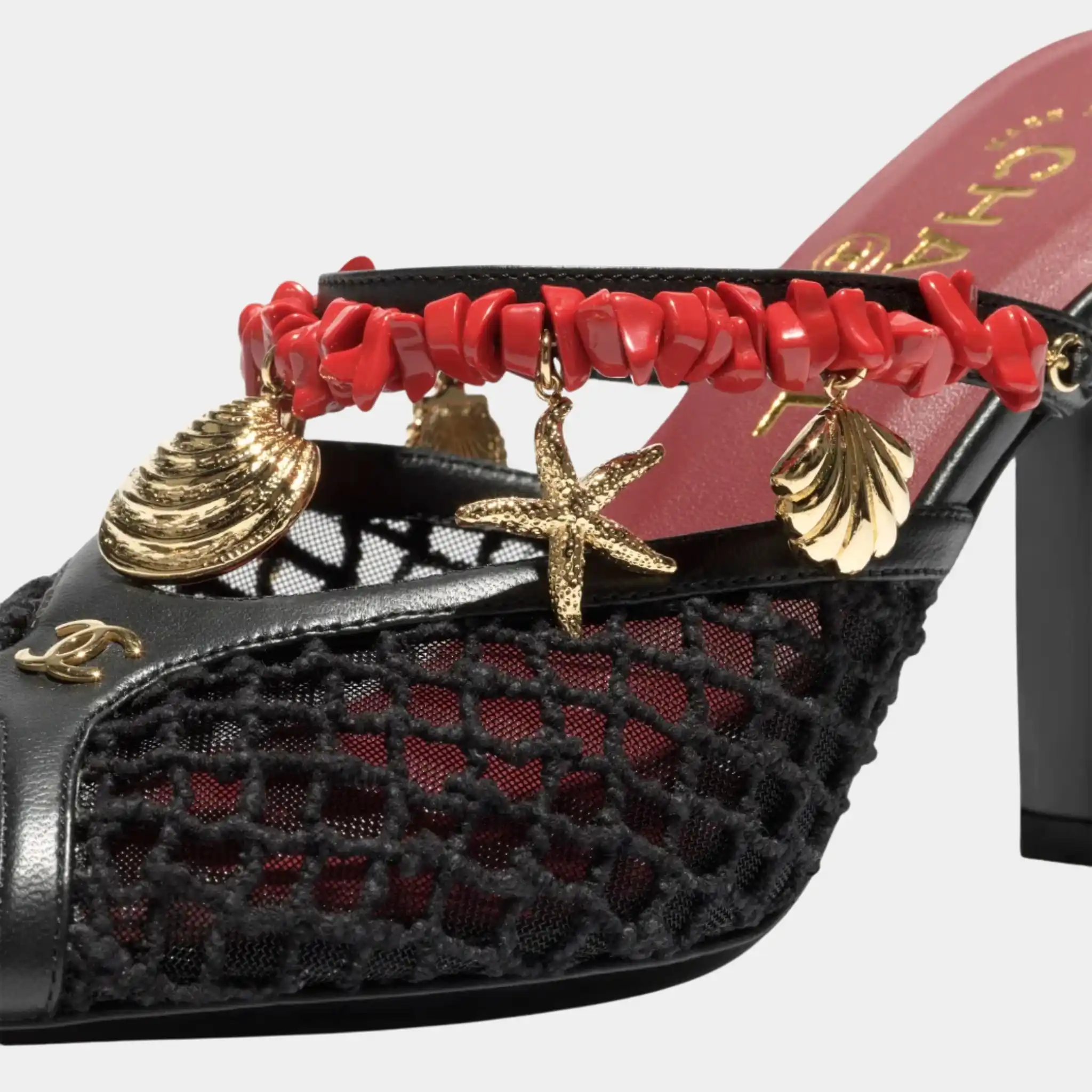 Mules in Mesh Cotton Lambskin Resin & Metal - Image 3