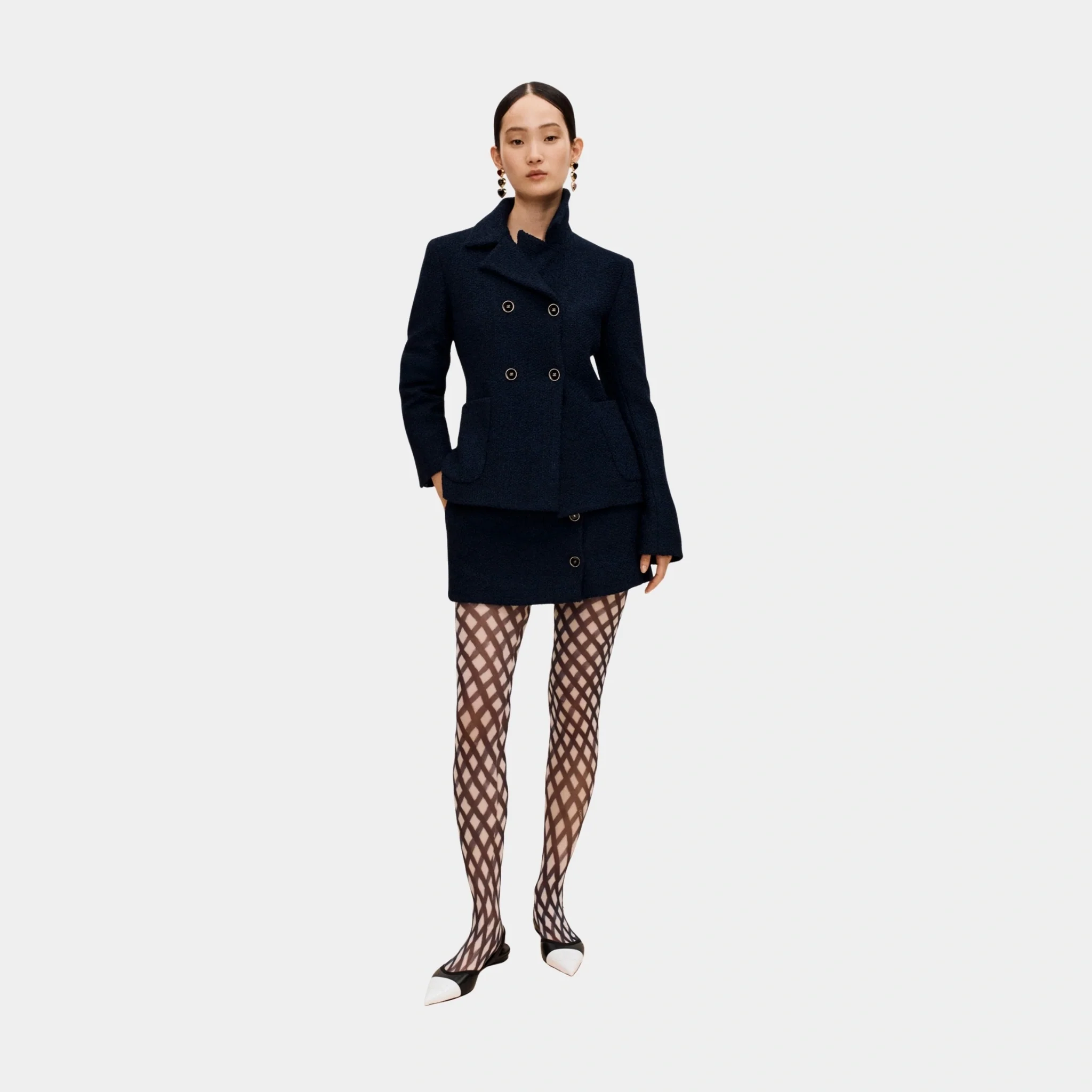 Navy Blue Jacket in Tweed