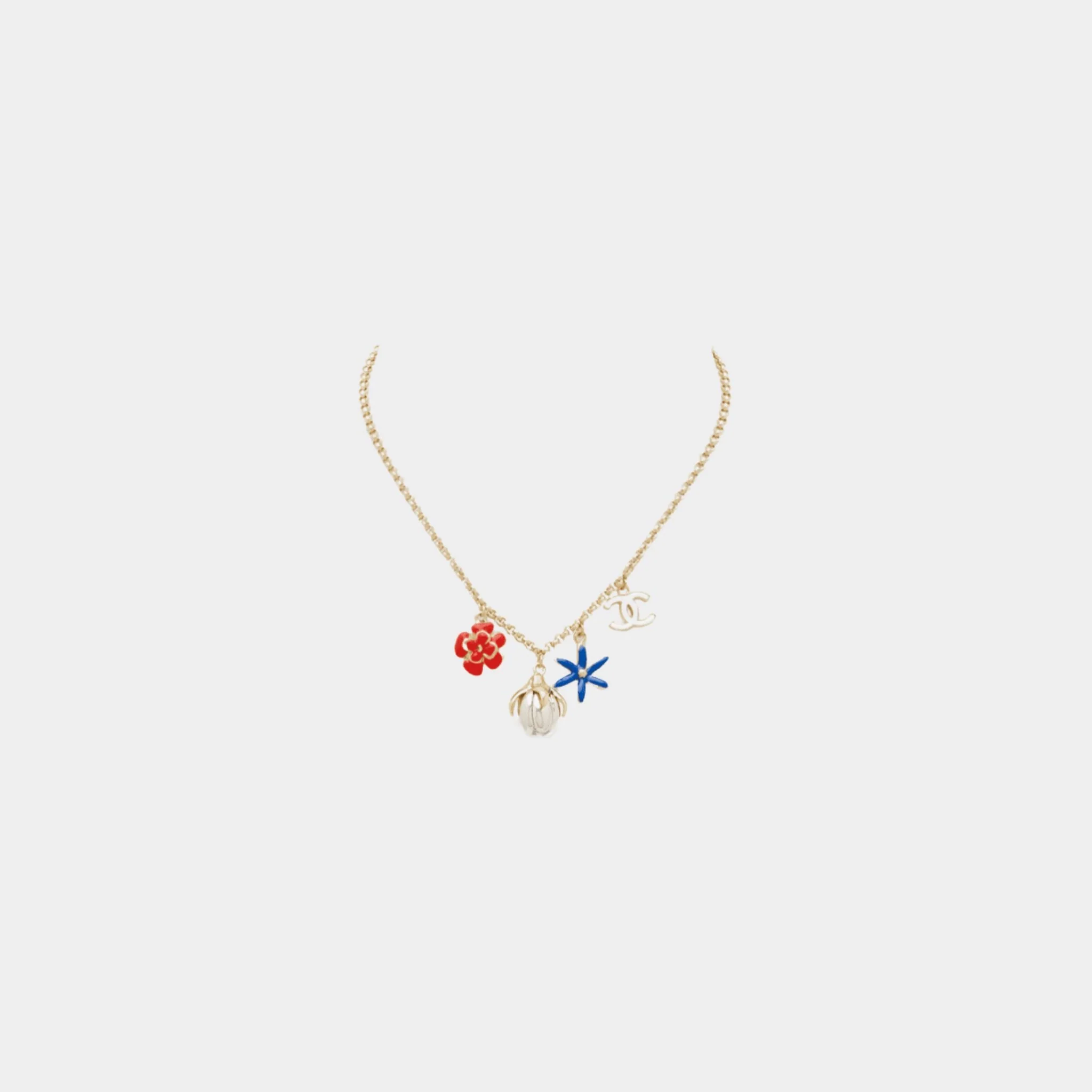 Necklace Metal & Resin Golden Silvery & Multicolour