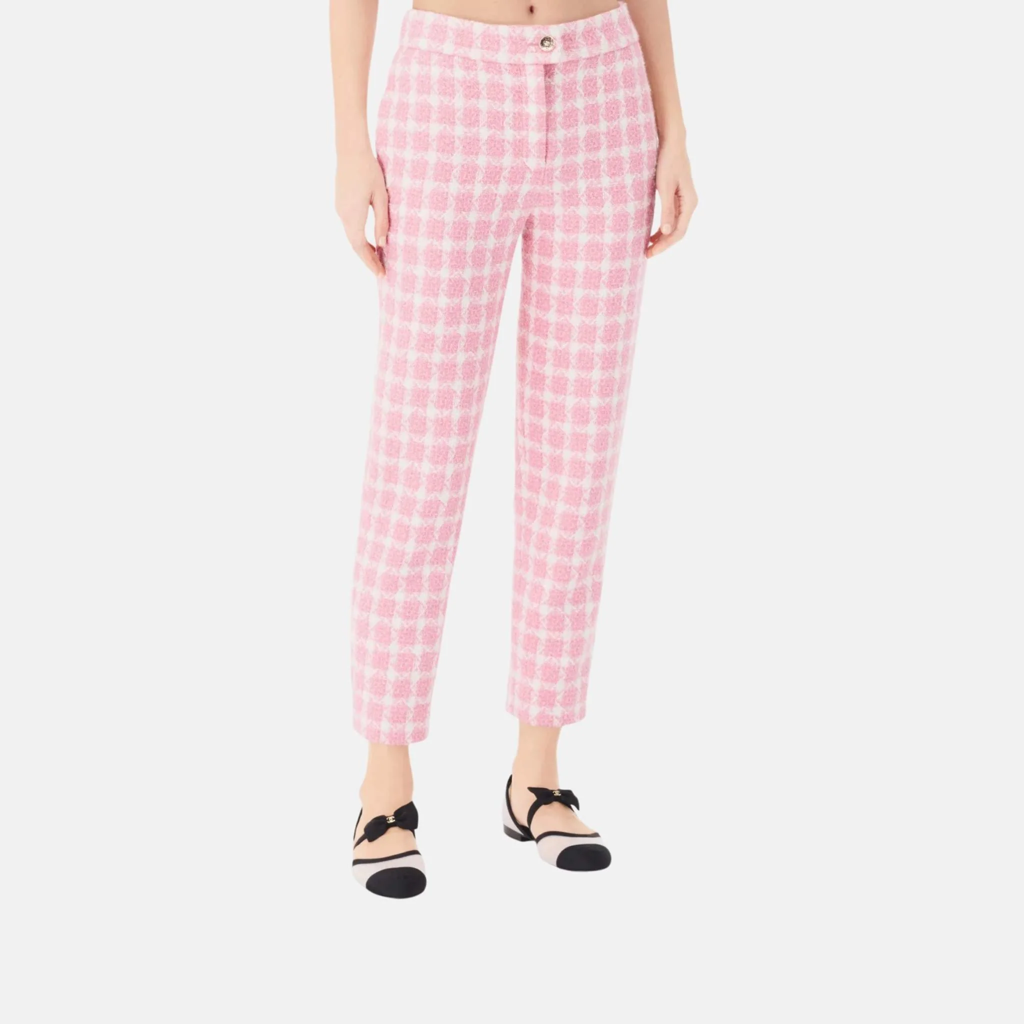 Pants in Pink and Ecru Wool Tweed - Image 2