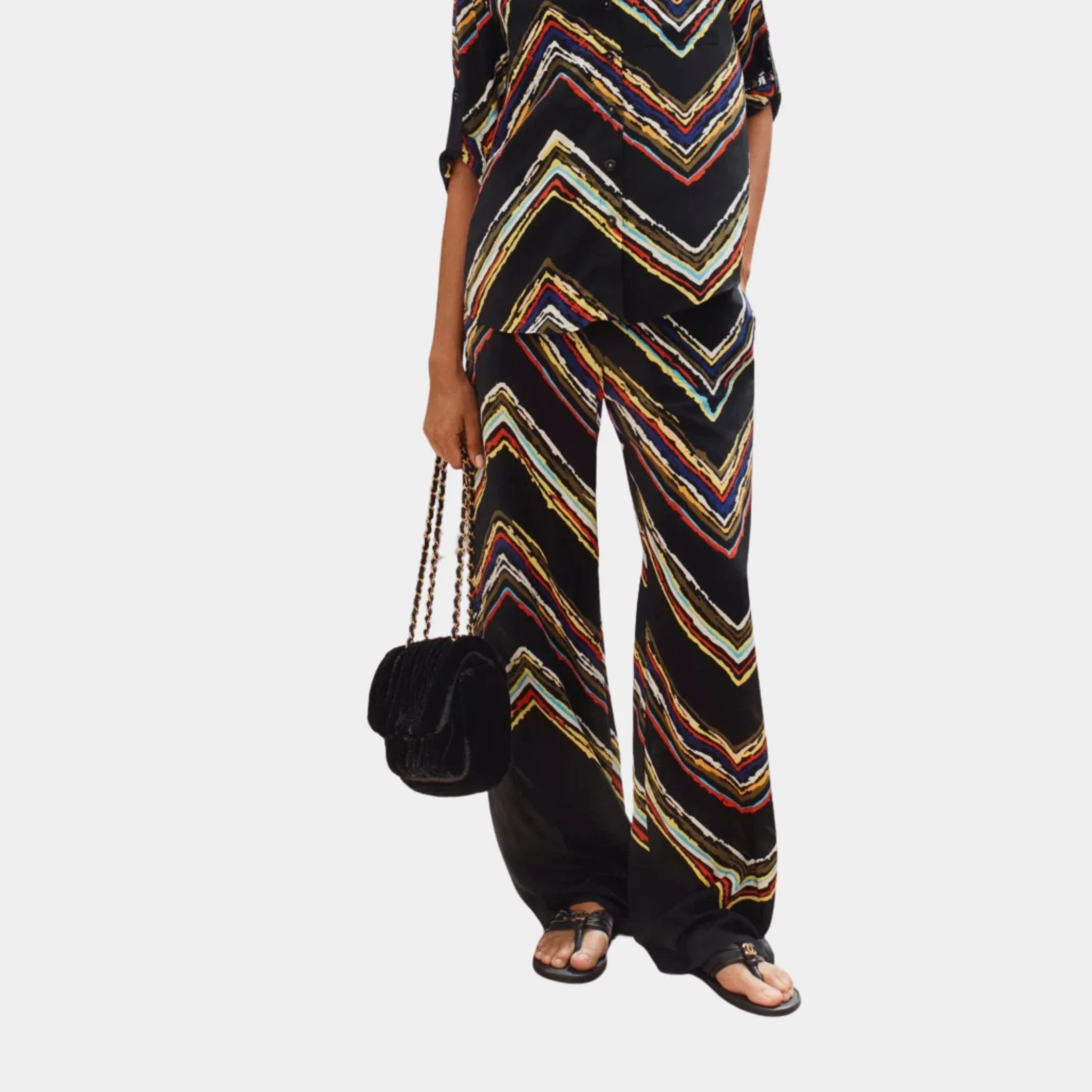 Pants Silk Black & Multicoloured