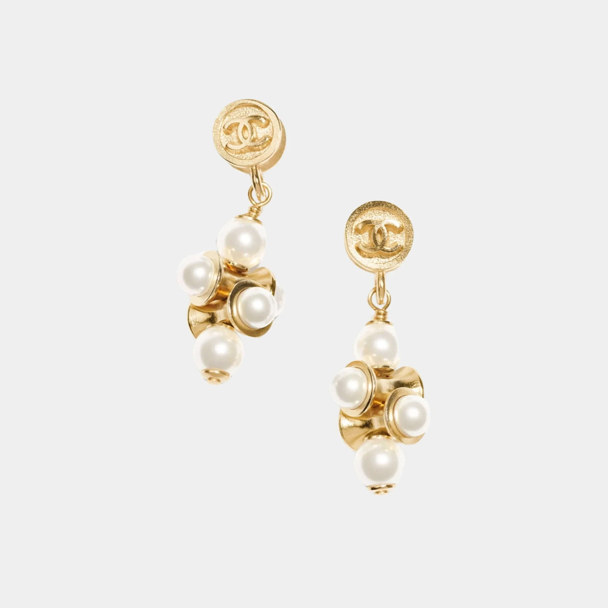 Pendant Earrings in Metal & Glass Pearls