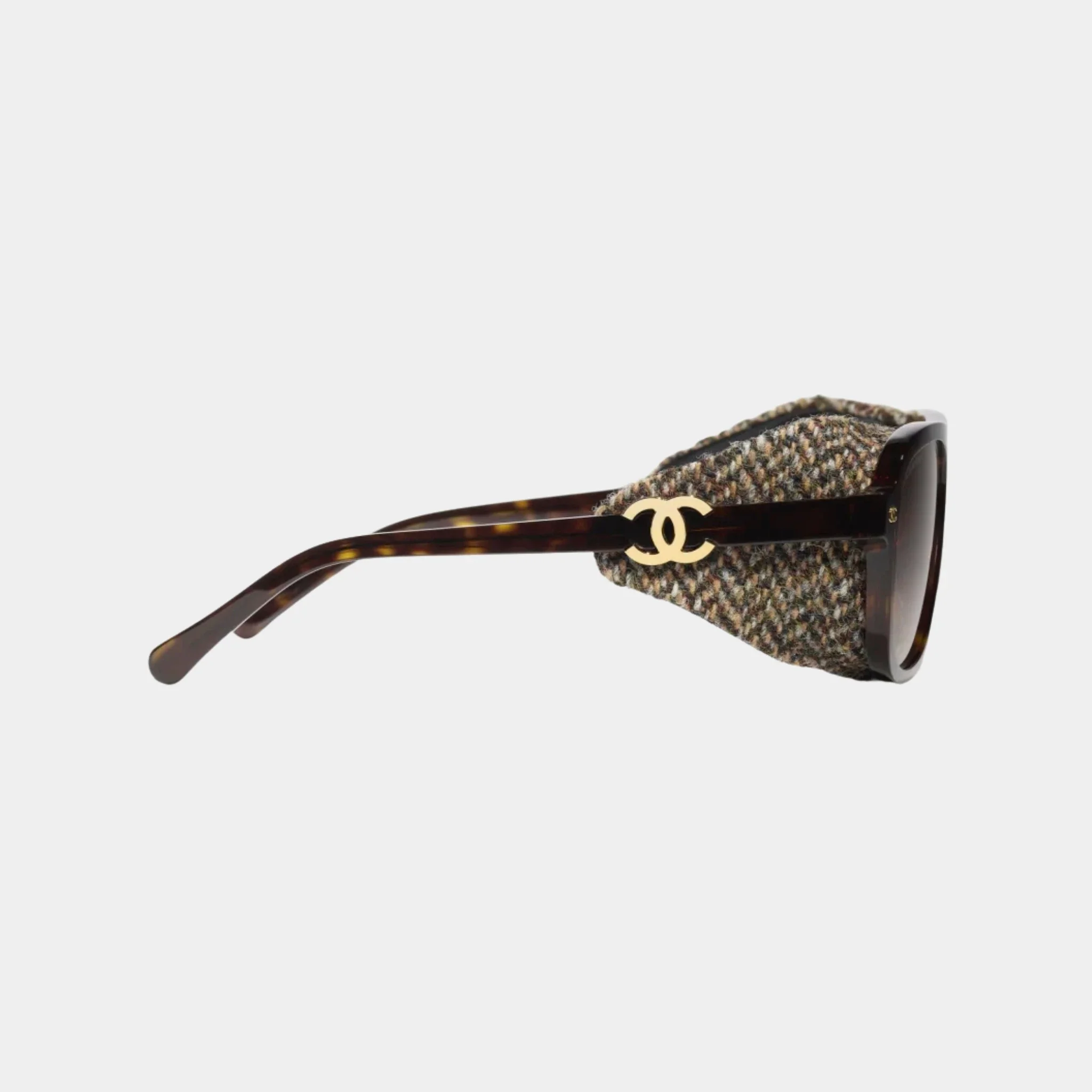 Pilot Glasses in Acetate Tweed and Leather - Image 2