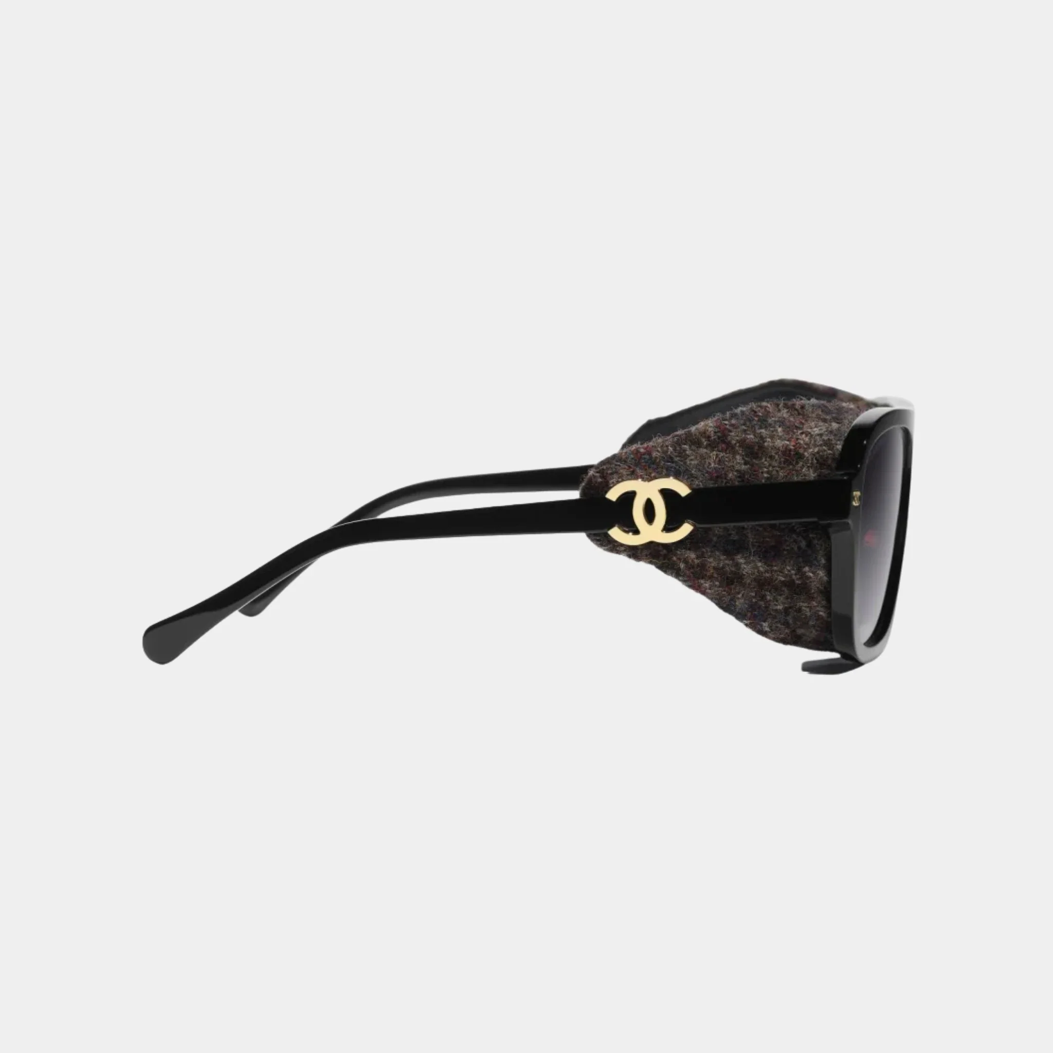 Pilot Glasses in Acetate Tweed and Leather - Image 5