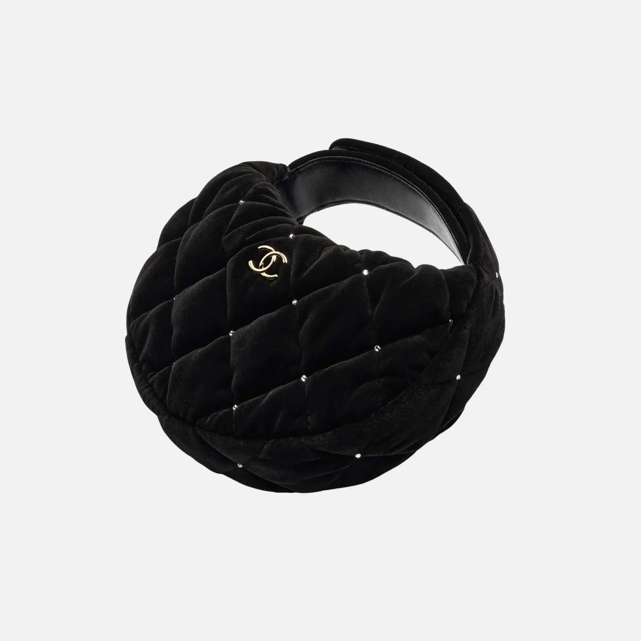 Pouch Velvet Diamante Gold Tone Metal