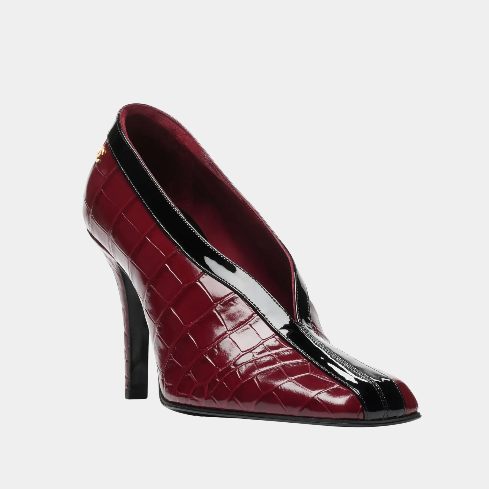 Pumps in Crocodile Embossed Calfskin & Patent Calfskin - Image 5