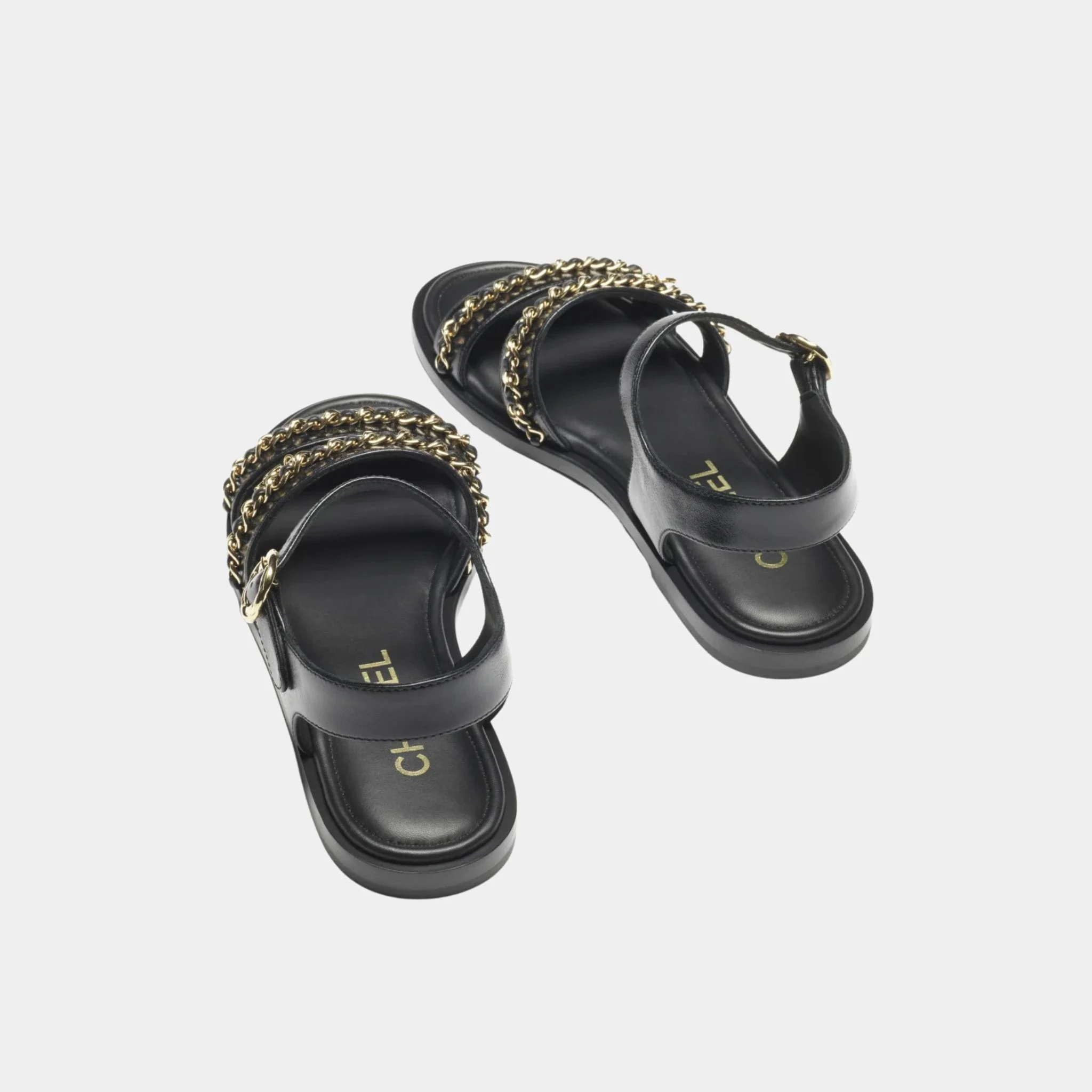 Sandals in Calfskin with Gold Plated Chains - Image 2
