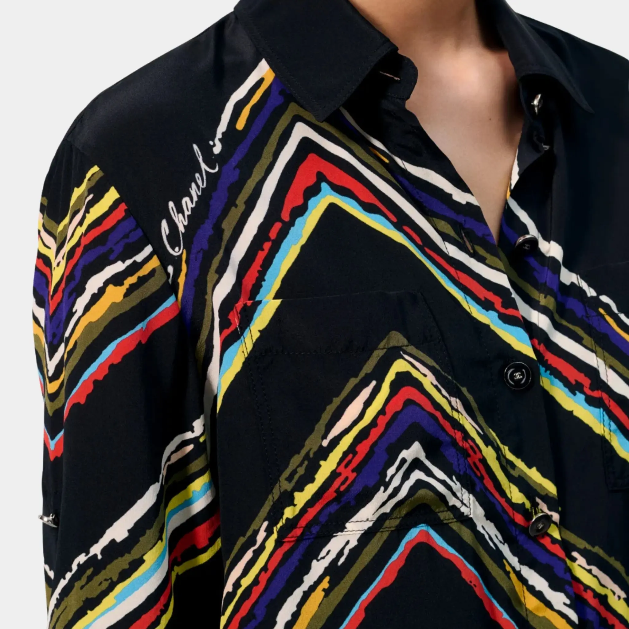 Shirt Silk Black & Multicoloured - Image 2