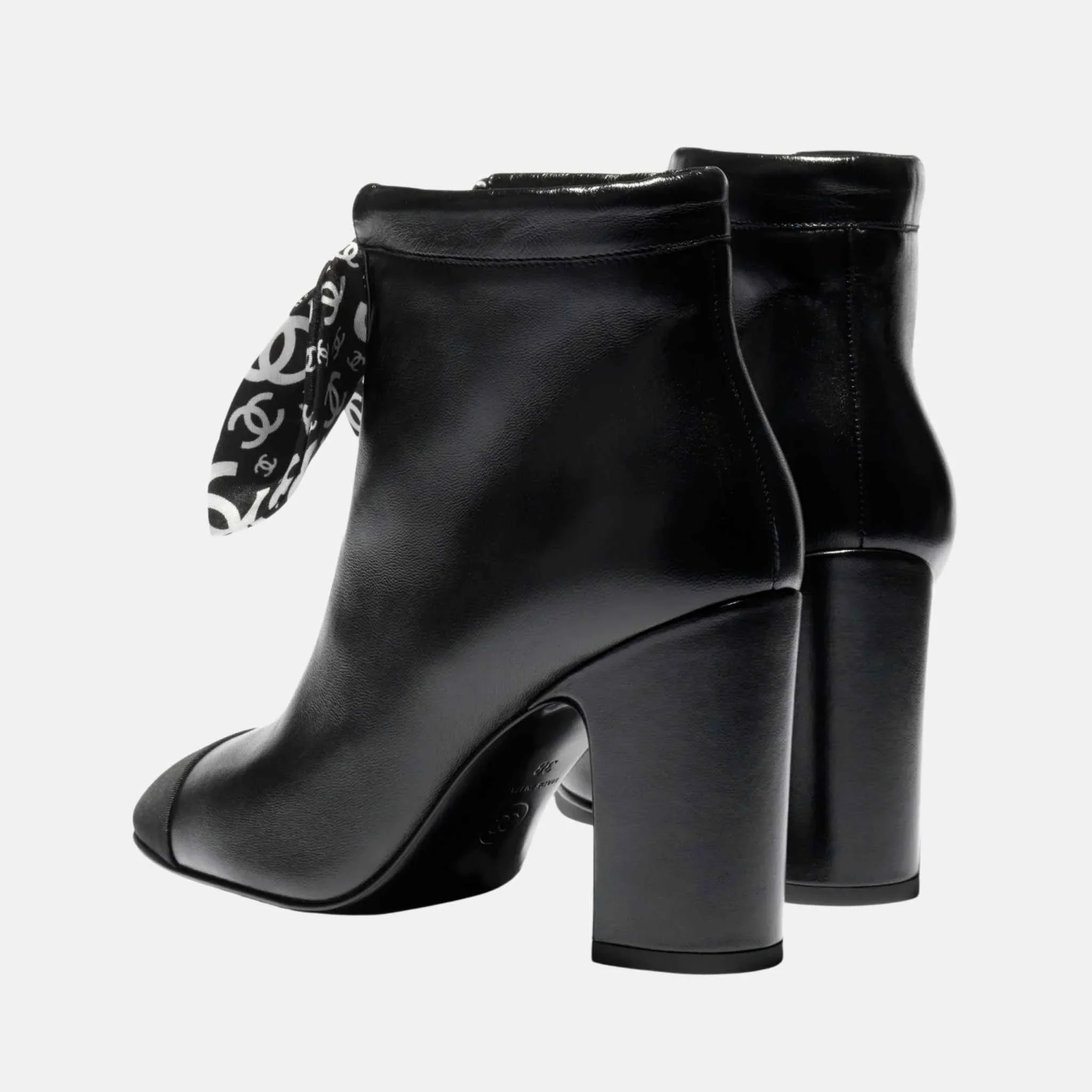 Short Boots in Lambskin Silk and Grosgrain - Image 3