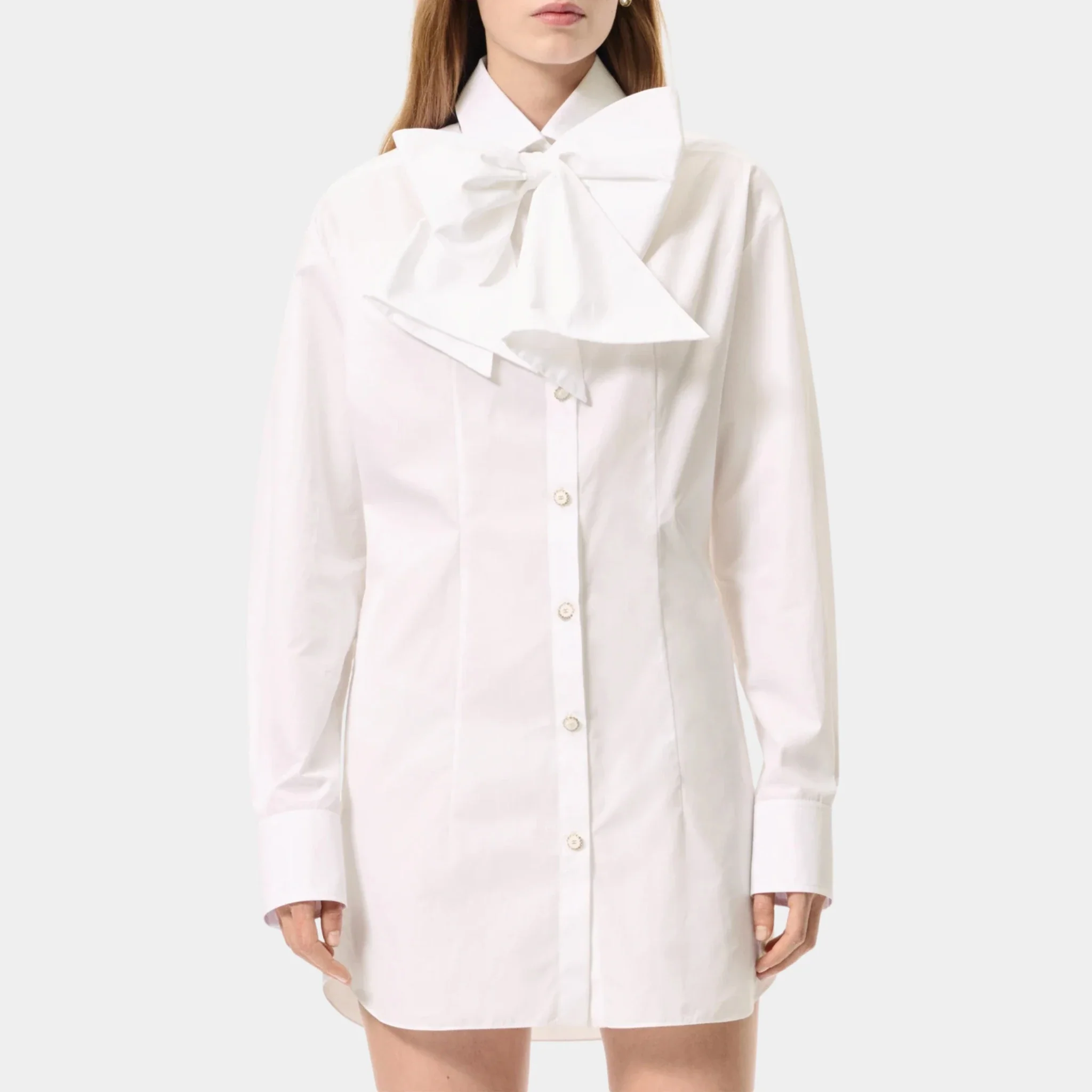 Short Dress in Cotton Poplin