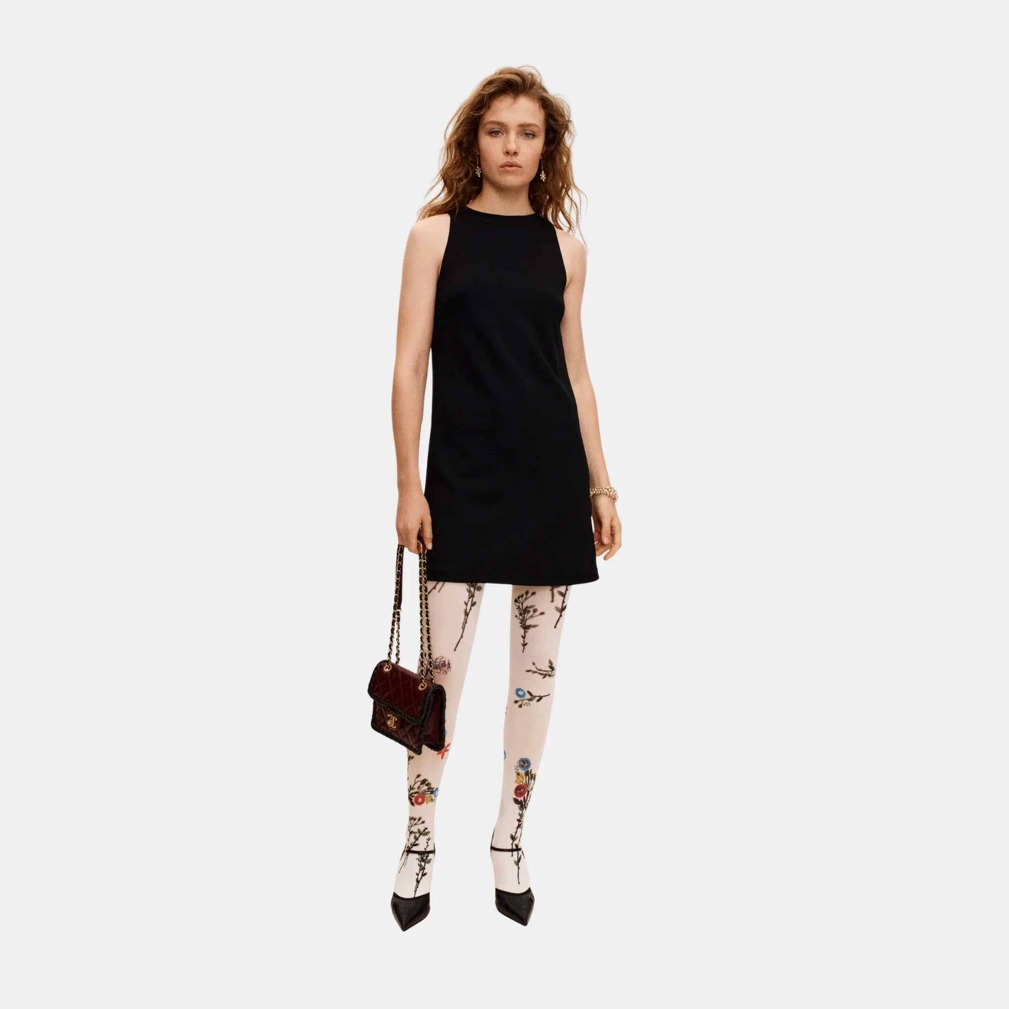 Short Dress in Black Mixed Fibres