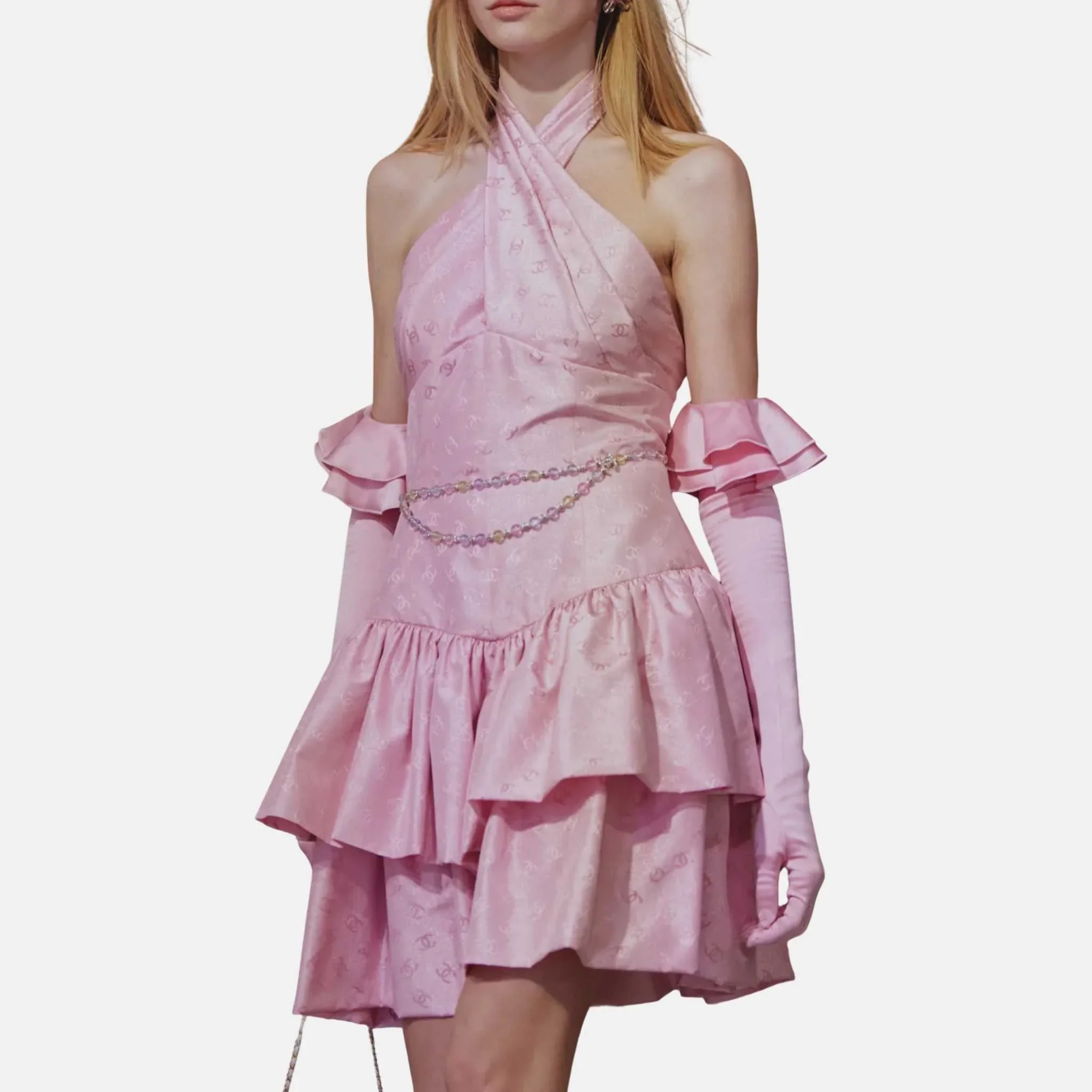 Short Dress in Silk Jacquard