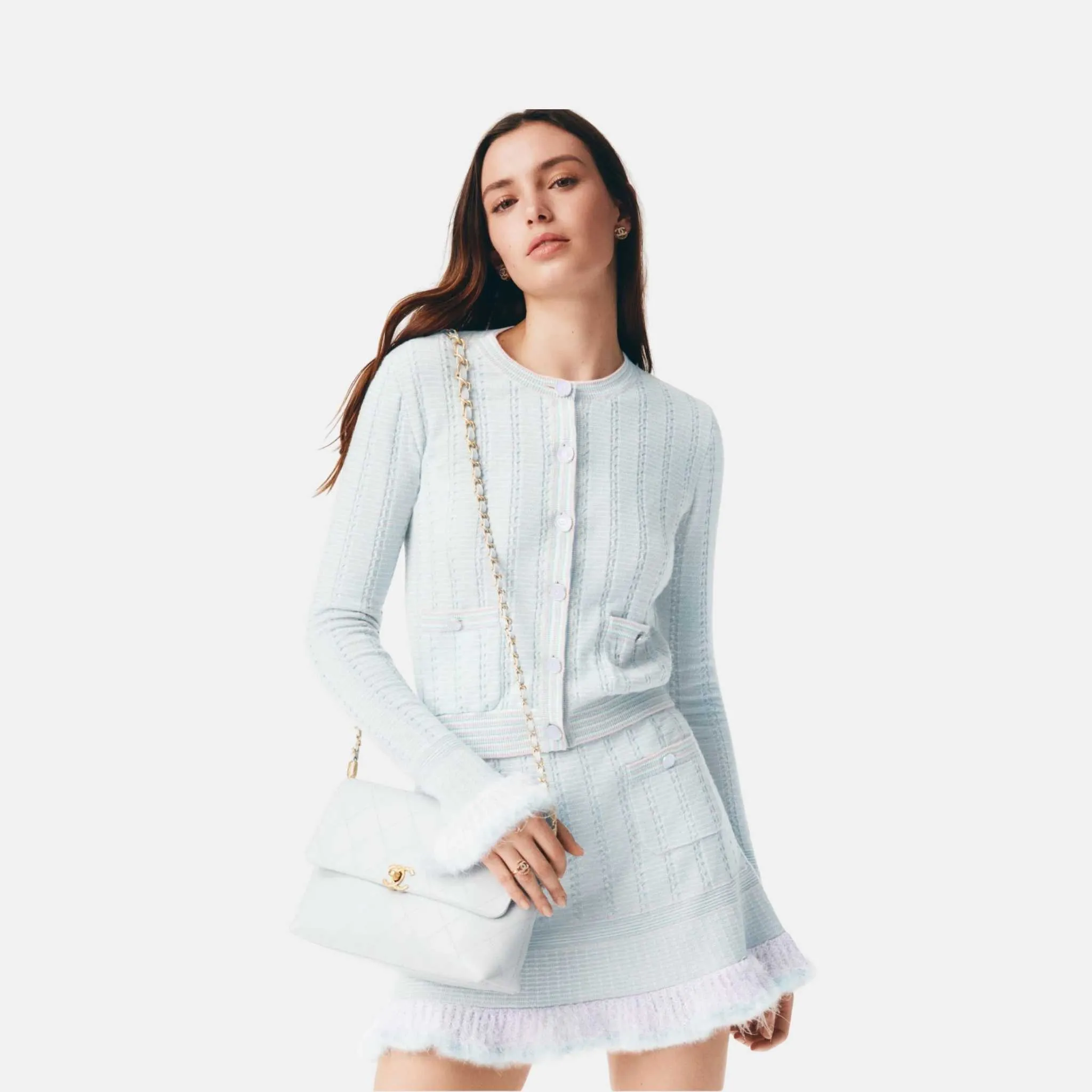 Skirt in Cashmere, Cotton and Feathers