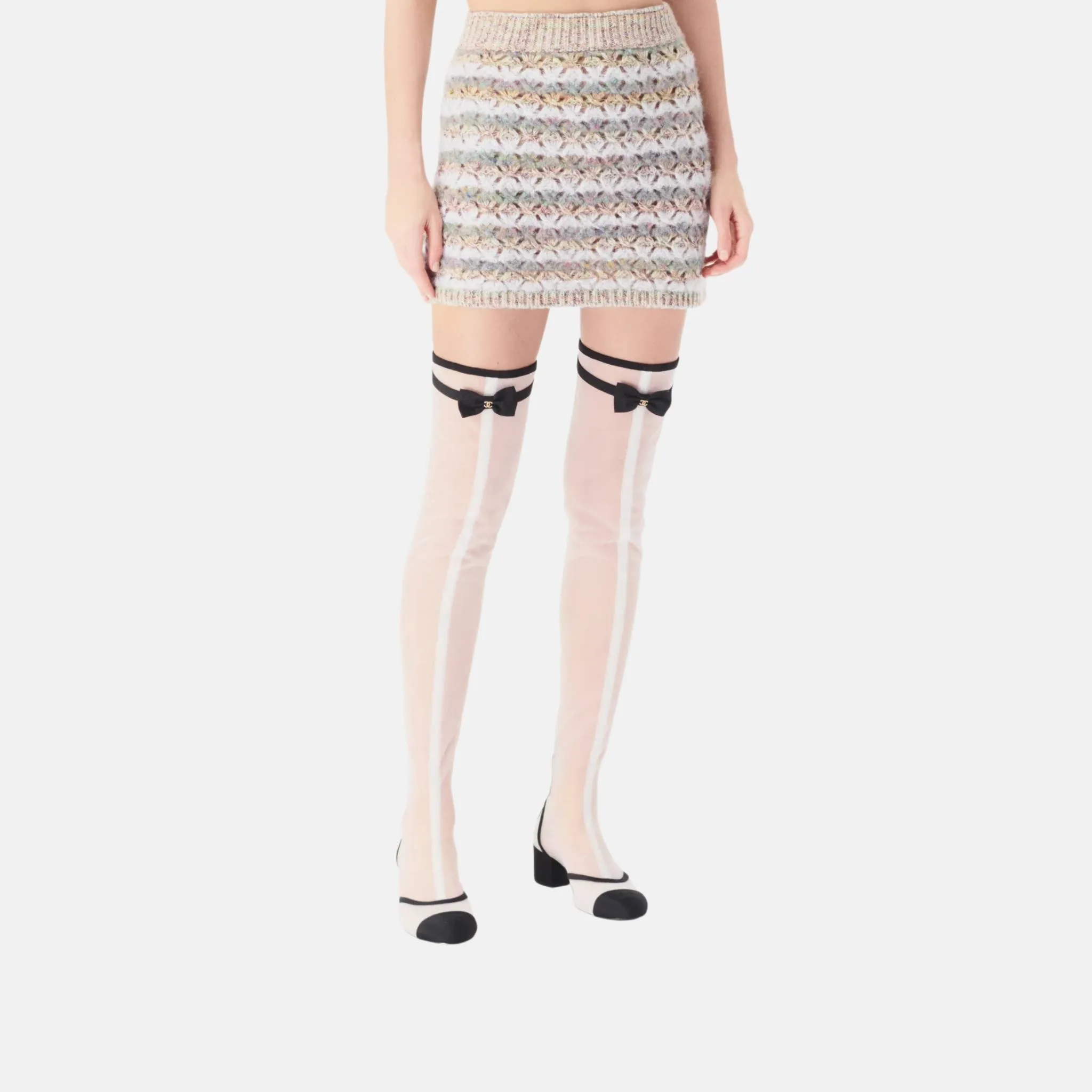 Skirt in Light Gray and Multicolor Wool and Cashmere - Image 2