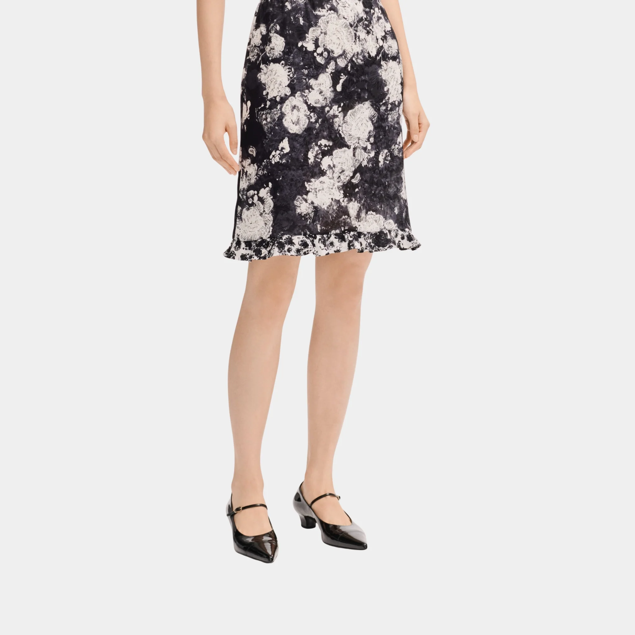 Skirt in Printed Silk Jacquard Black and White