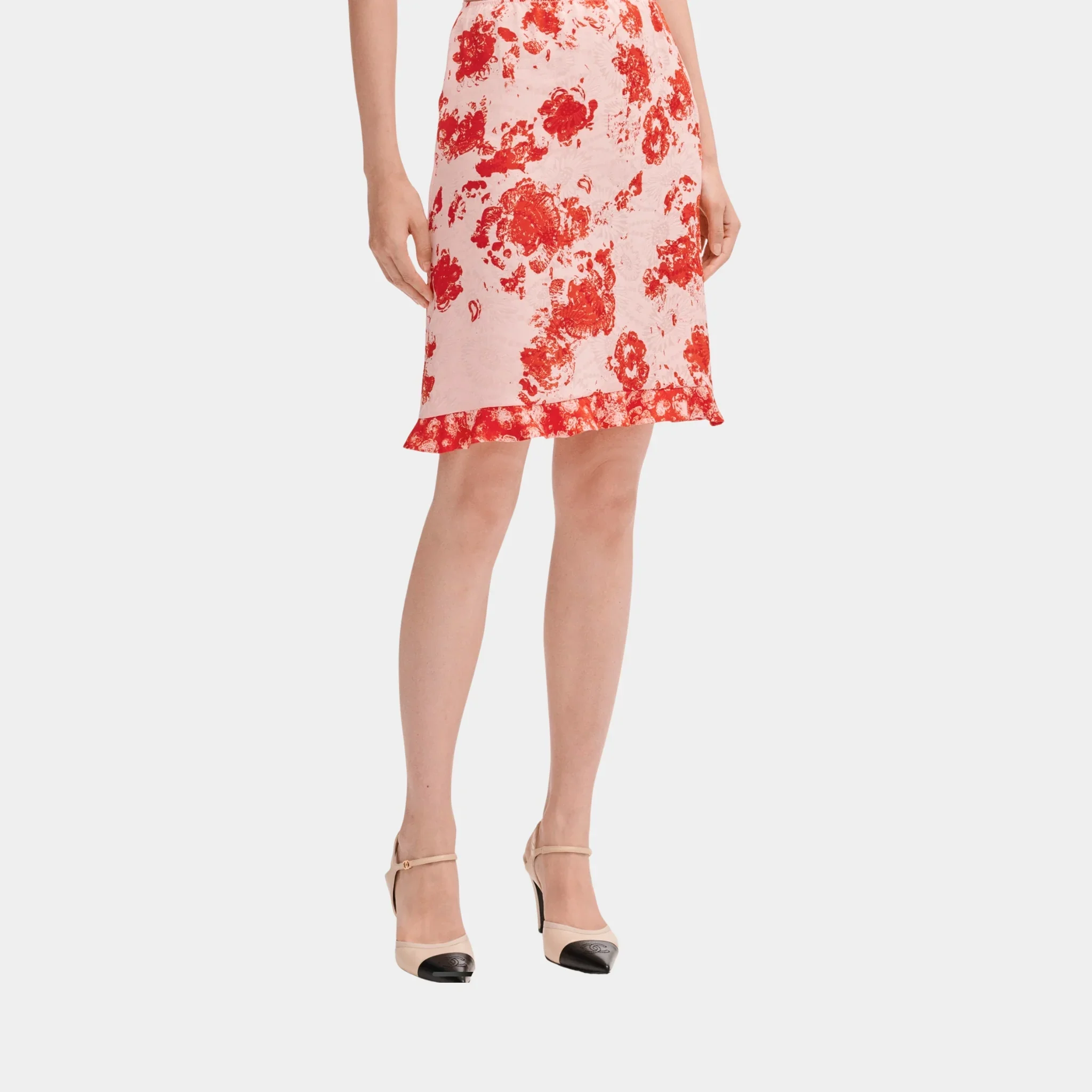 Skirt in Red and Pink Silk Jacquard
