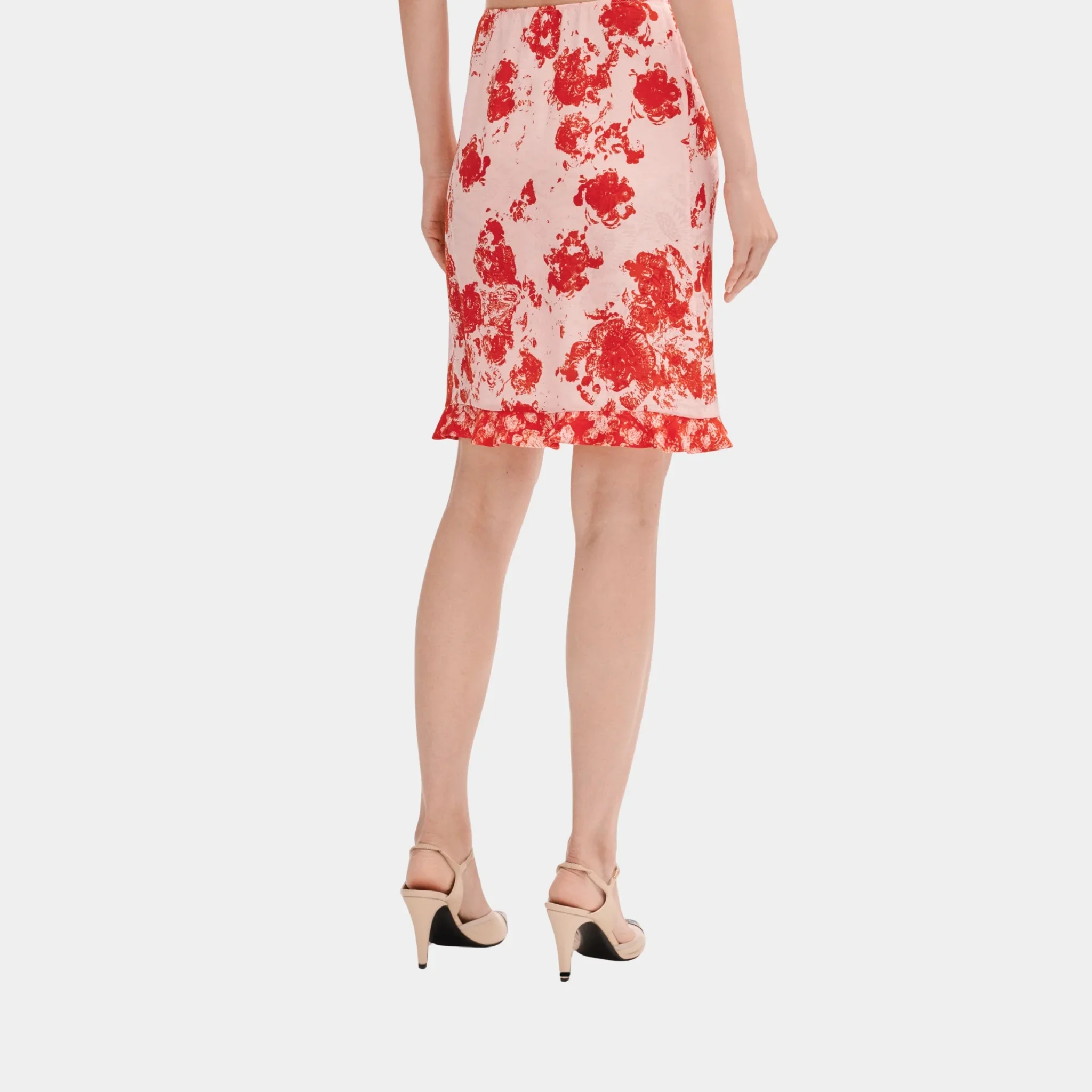 Skirt in Red and Pink Silk Jacquard - Image 2