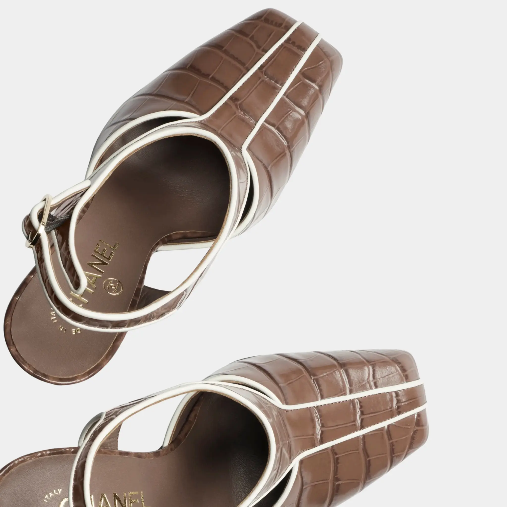 Slingbacks in Crocodile Embossed Patent Calfskin & Lambskin - Image 6
