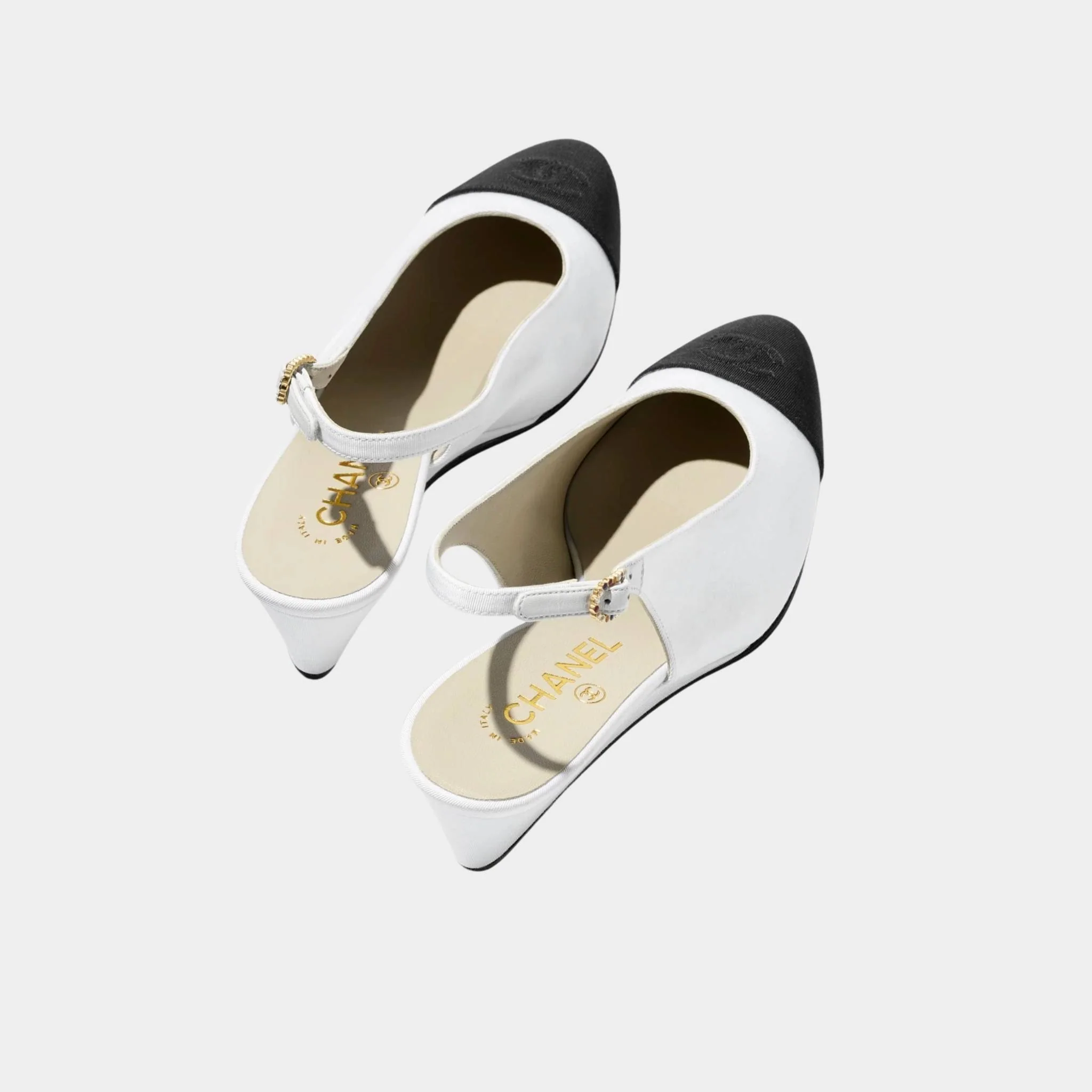 Slingbacks Grosgrain White Black - Image 3