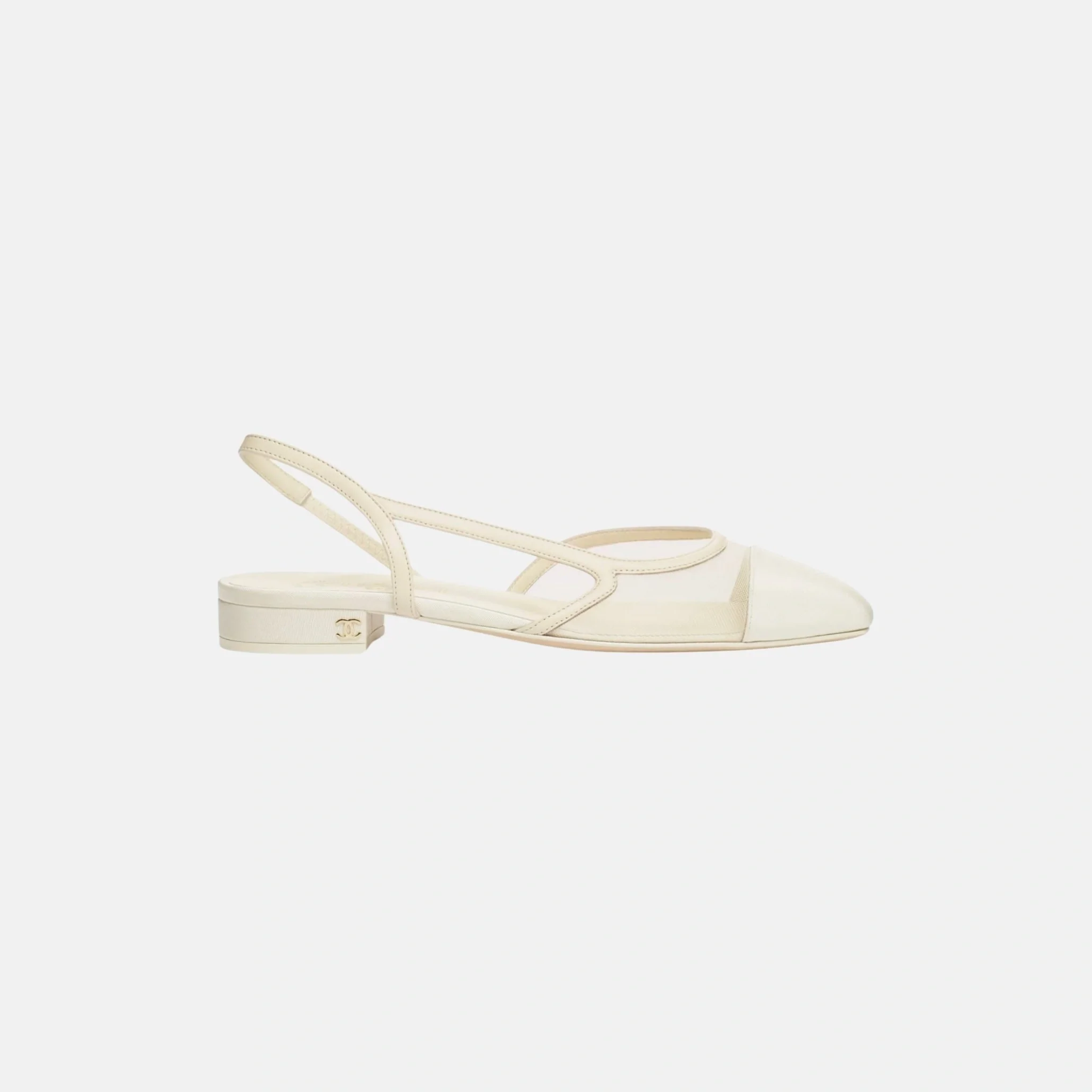 Slingbacks in Mesh and Grosgrain Ivory