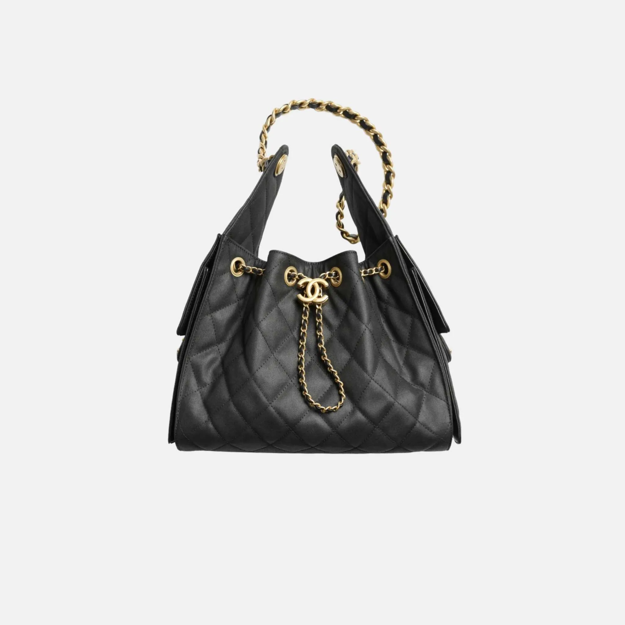 Small Chanel 25 Bag in Canvas and Gold Metal