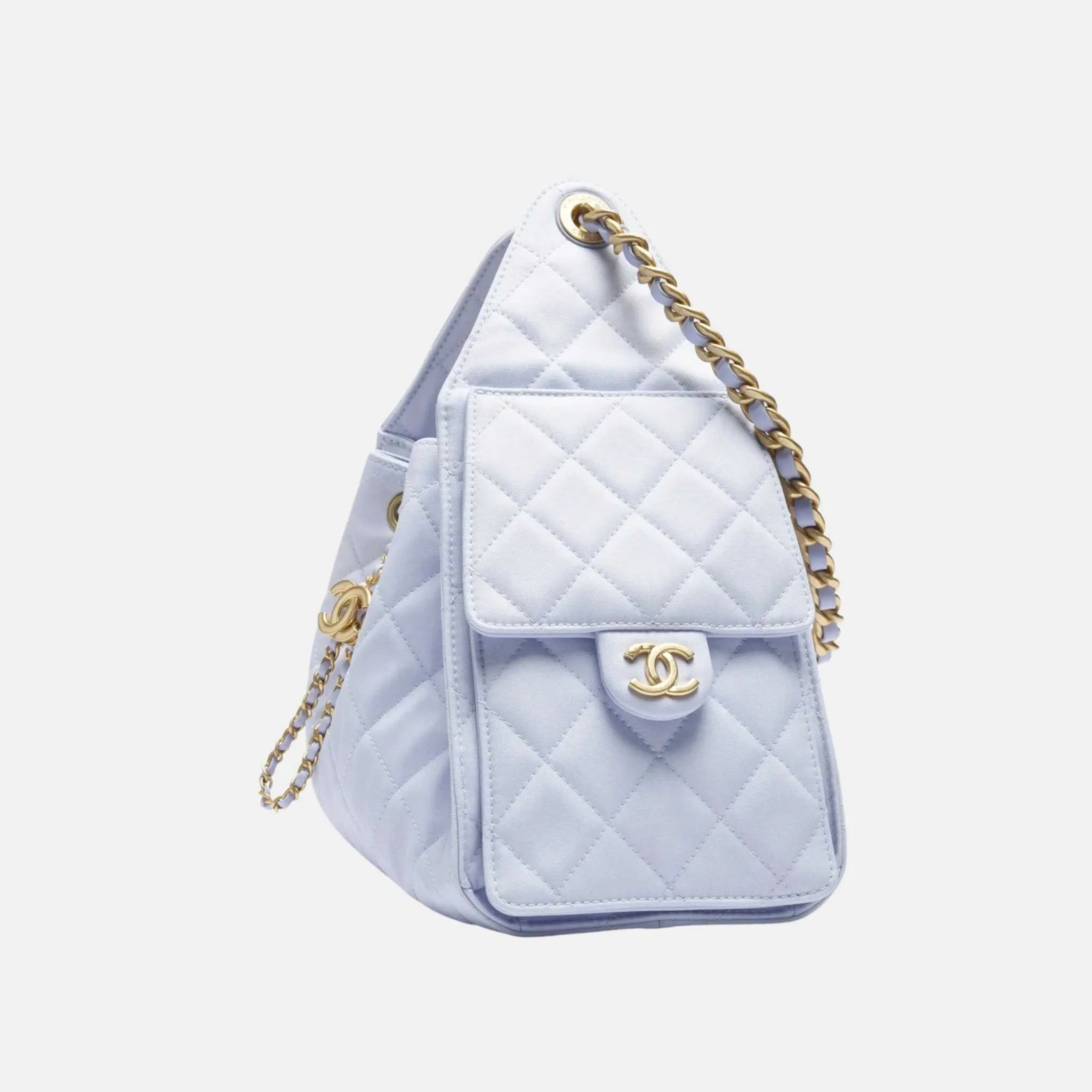 Small Chanel 25 Bag in Canvas and Gold Metal - Image 6