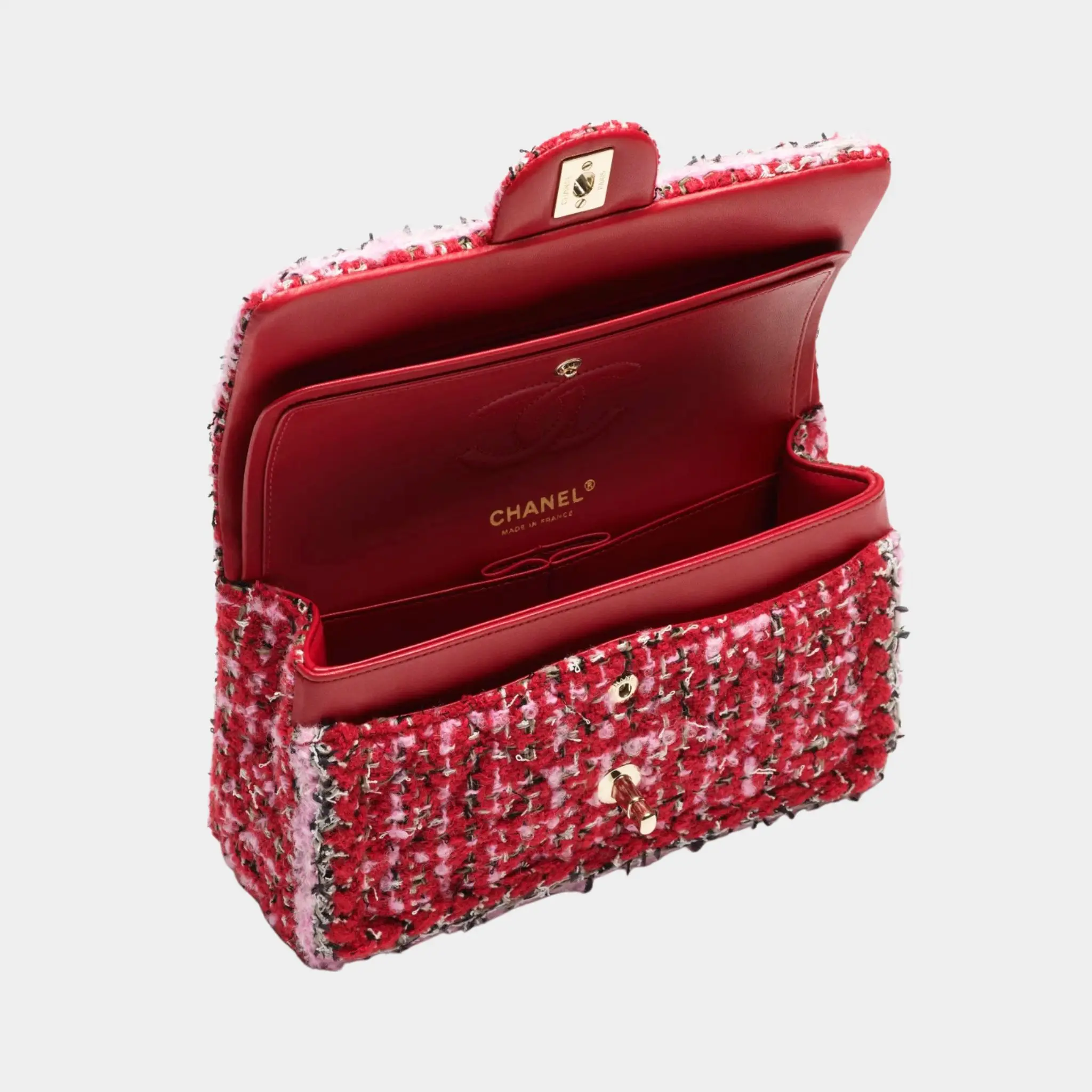 Small Classic Bag Tweed & Gold Metal - Image 2