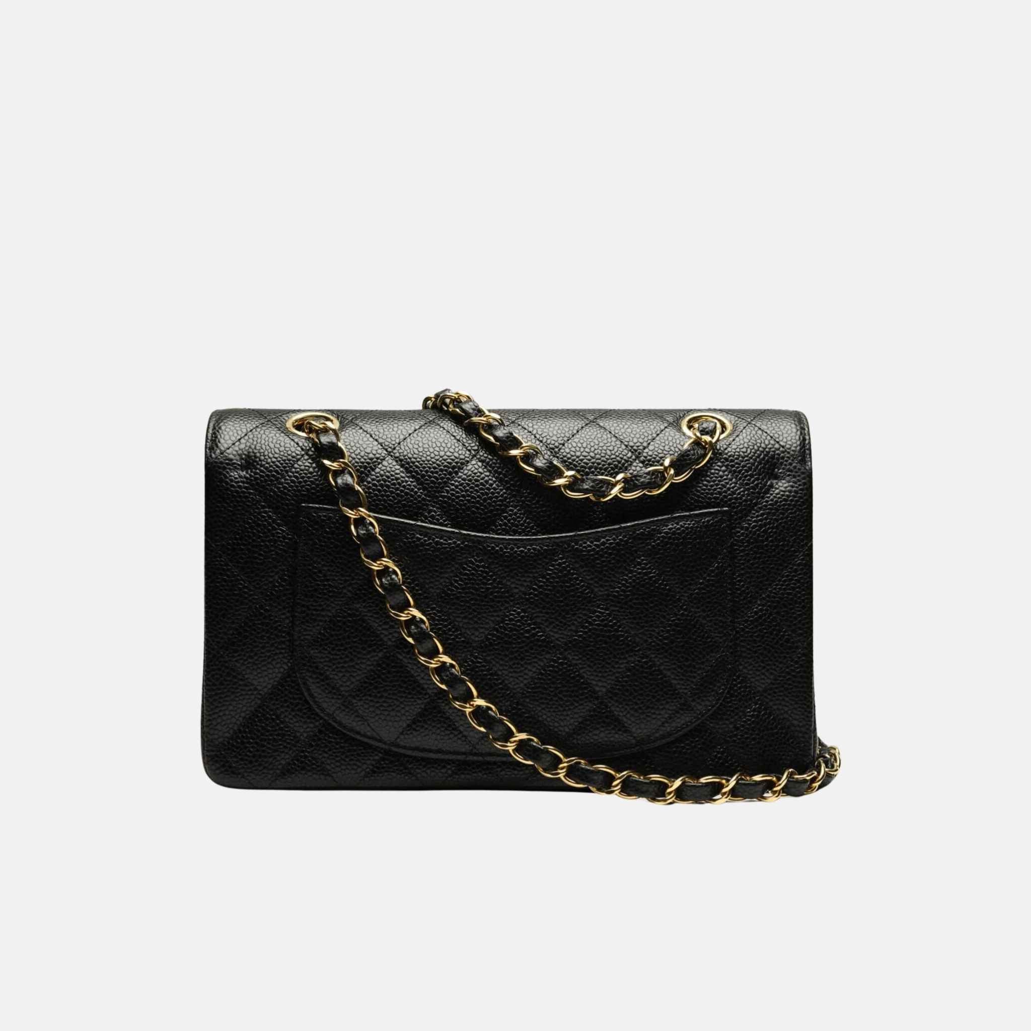 Small Classic Grained Calfskin Handbag In Gold Tone Metal - Image 2