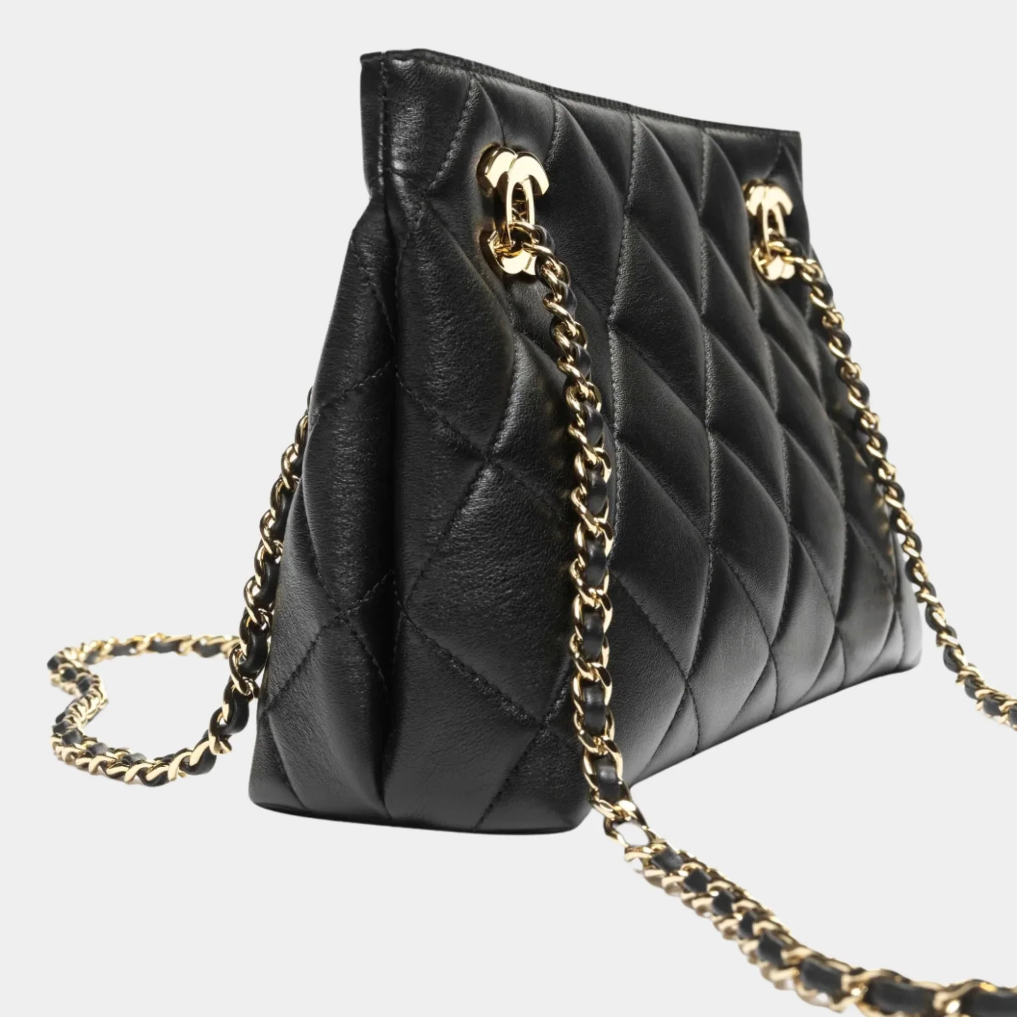 Chanel Small Tote Bag Lamb & Gold-plated Metal - Image 5