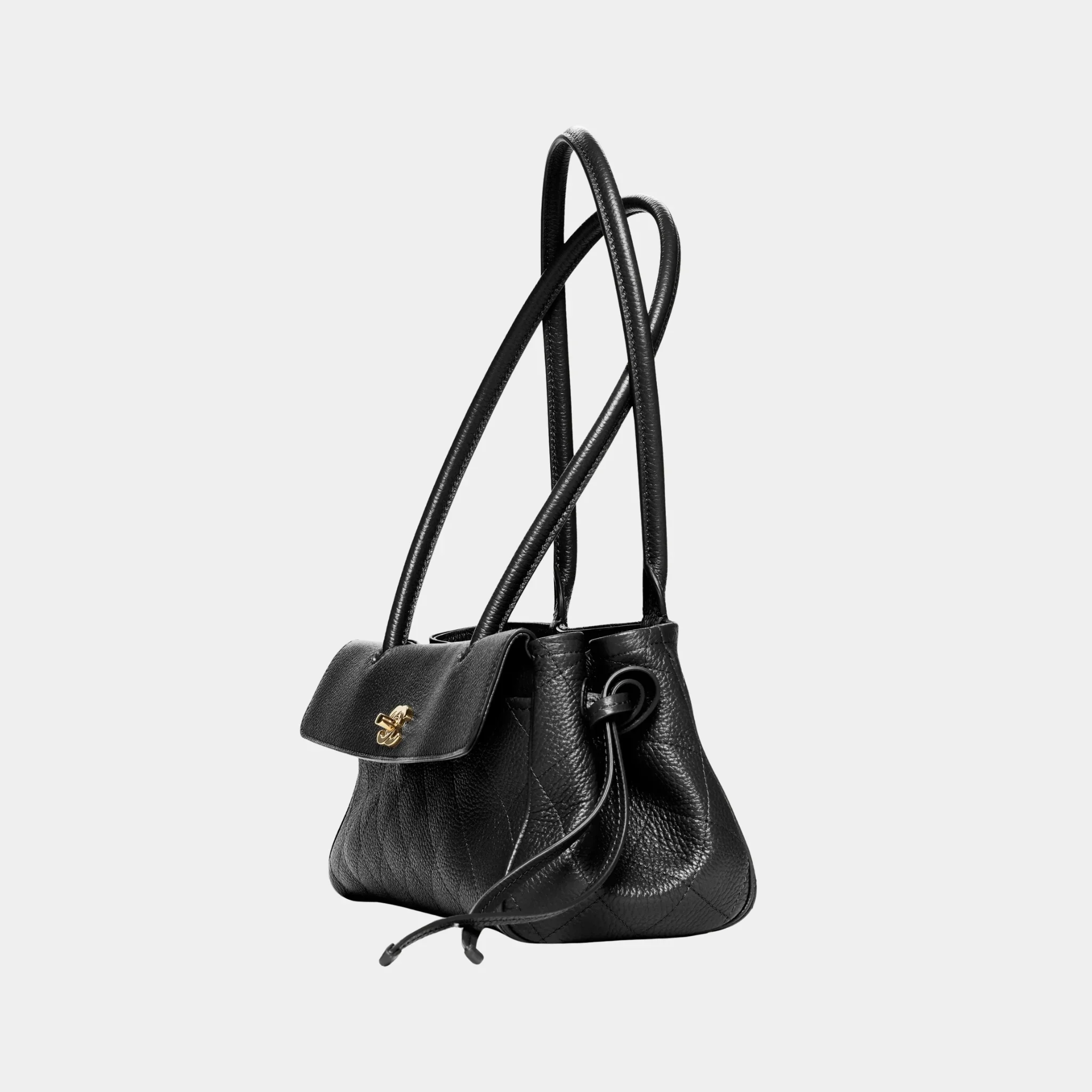 Small Tote in Grained Calfskin & Gold-Tone Metal - Image 2
