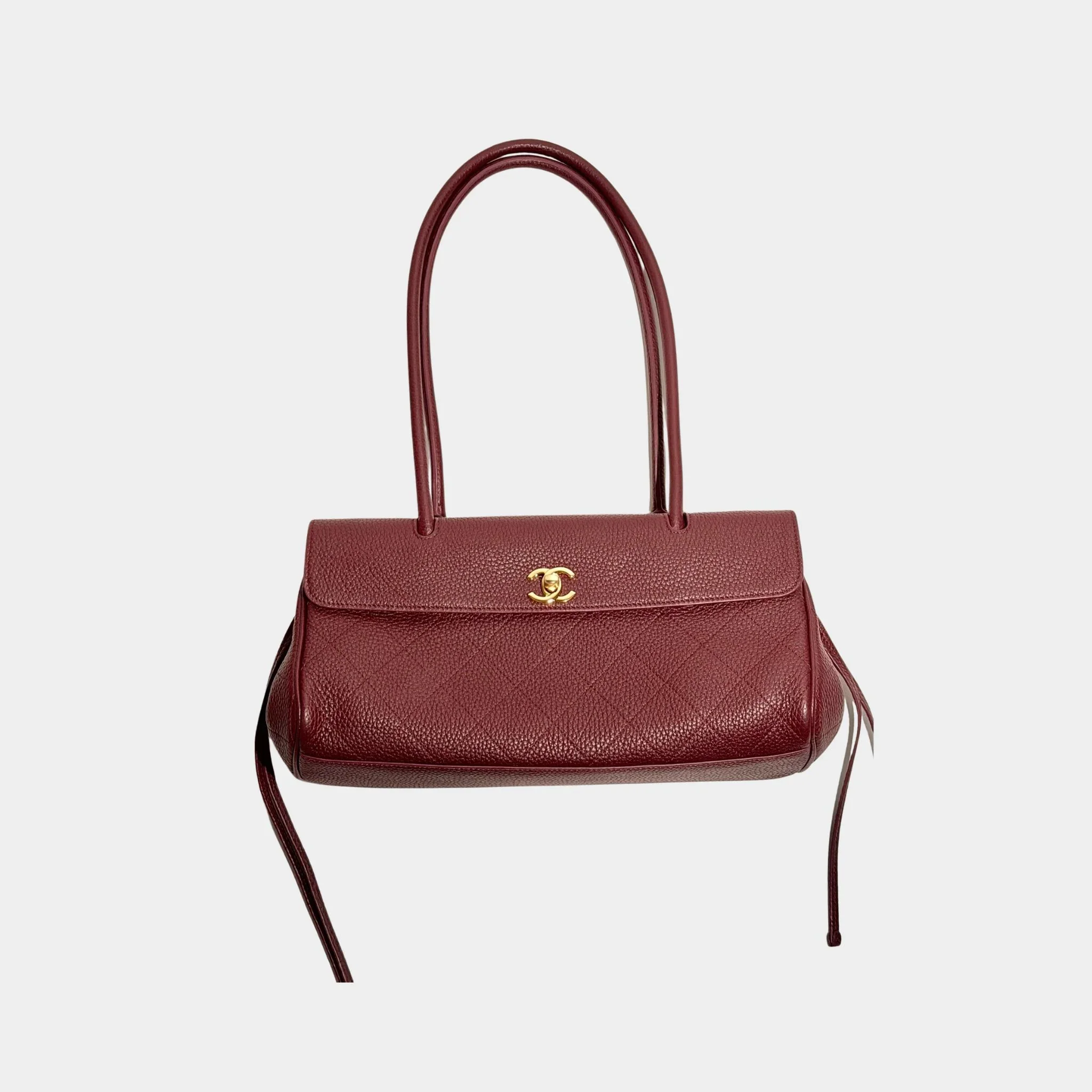 Small Tote in Grained Calfskin & Gold-Tone Metal - Image 4