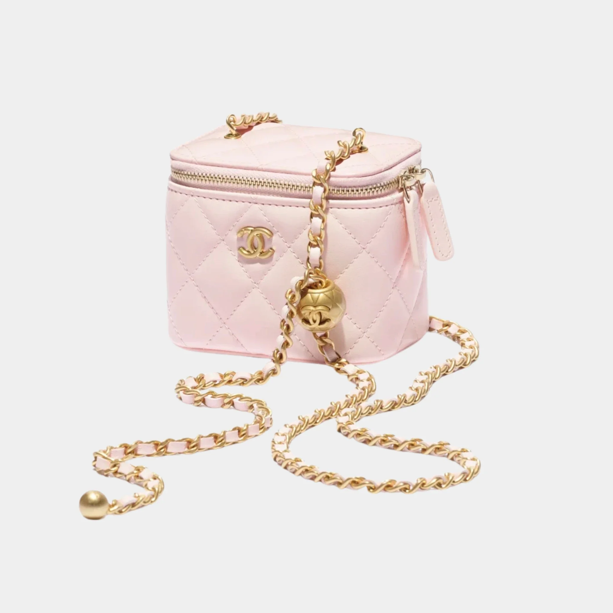 Small Vanity with Chain in Shiny Lambskin - Image 3