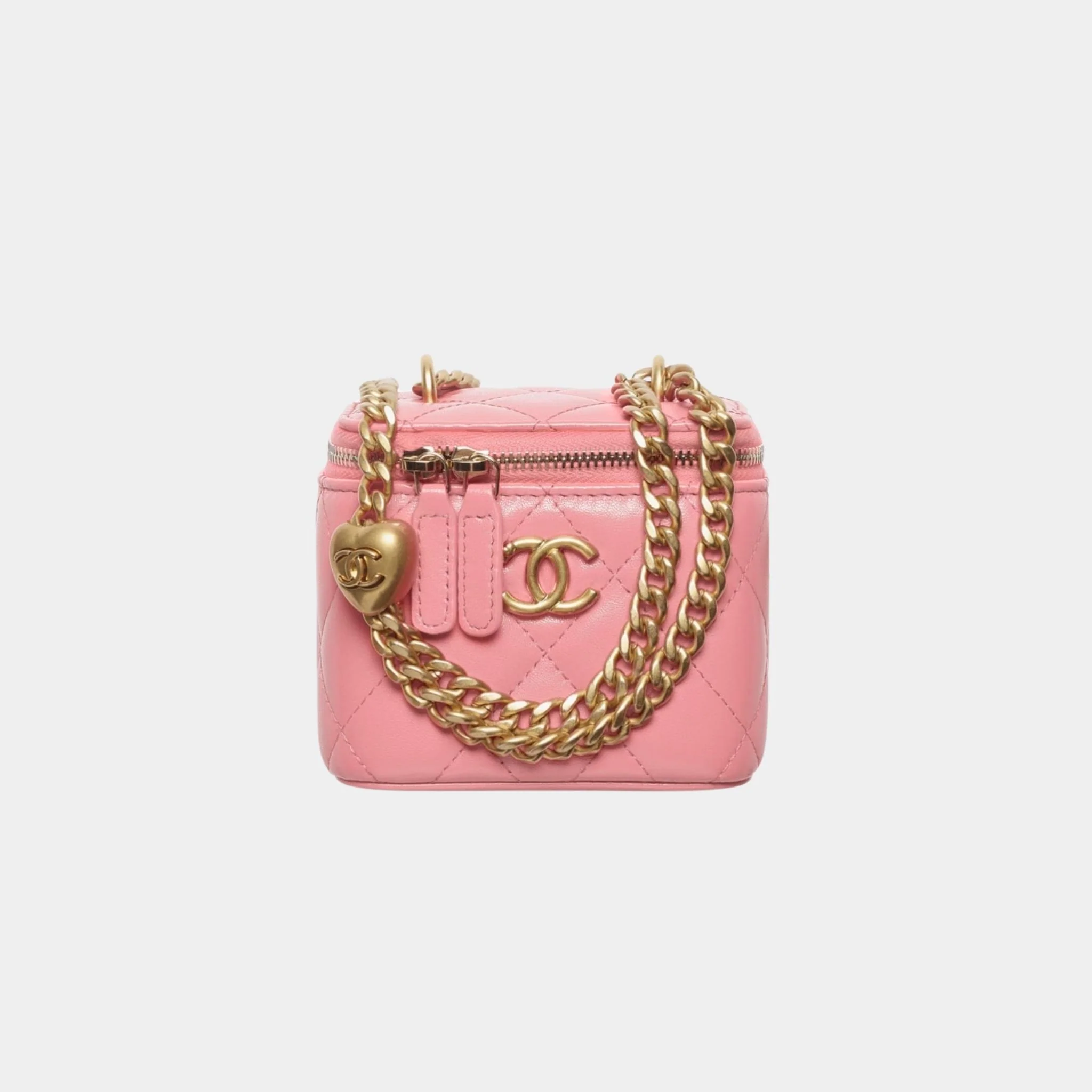 Small Vanity with Chain in Shiny Lambskin and Gold Tone Metal - Image 4