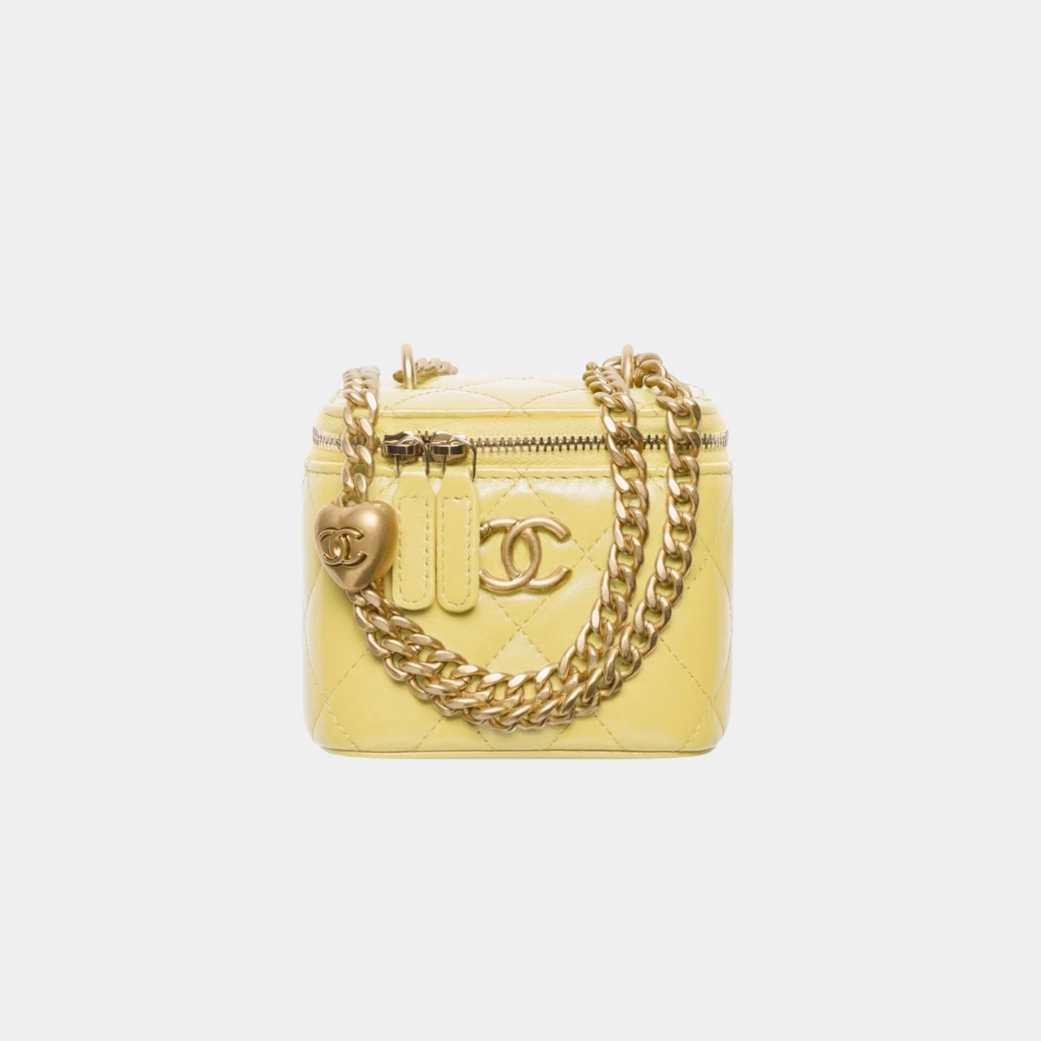 Small Vanity with Chain in Shiny Lambskin and Gold Tone Metal - Image 5