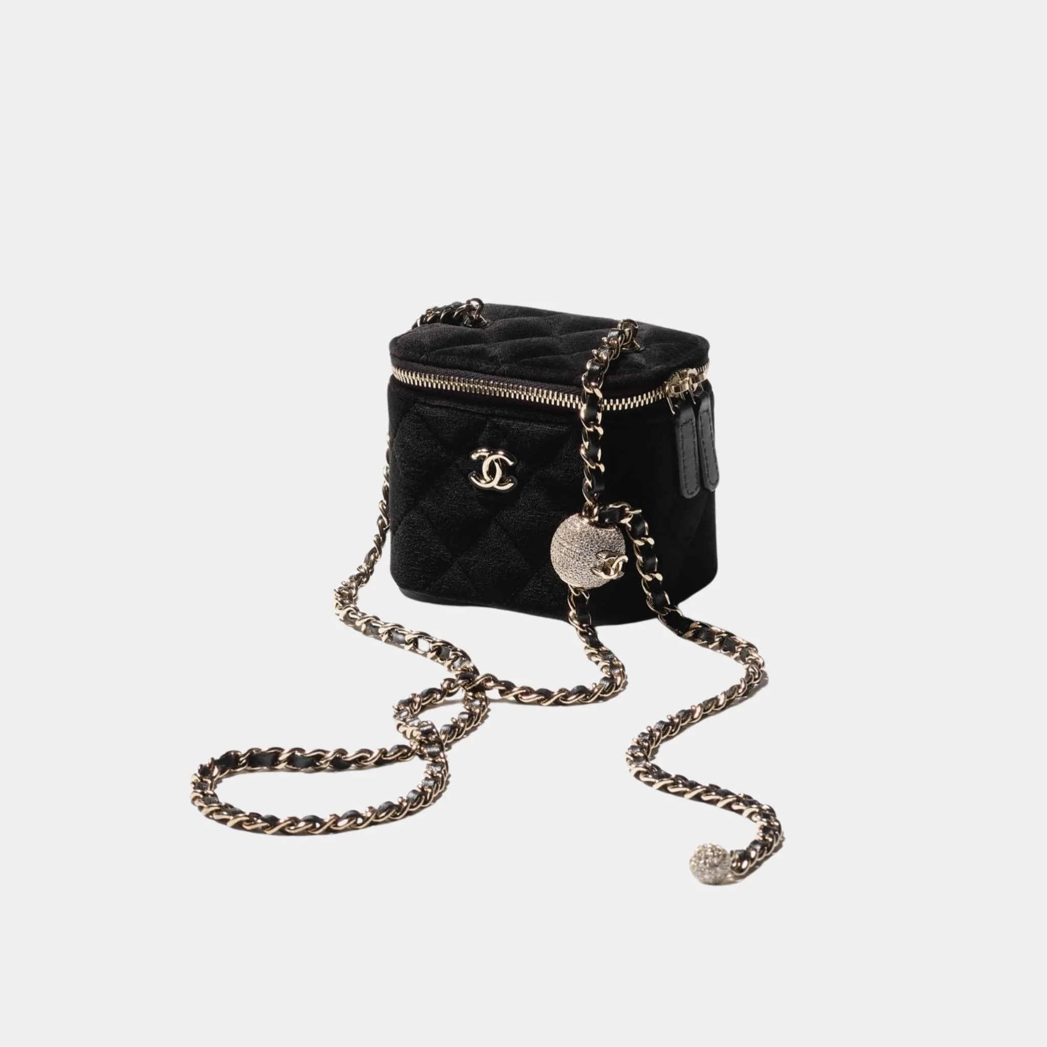 Small Vanity with Chain in Velvet with Diamante - Image 2
